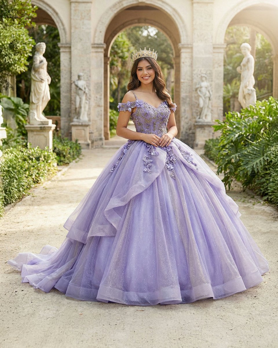 A Line Organza Off-the-Shoulder Lavender Quinceanera Dress