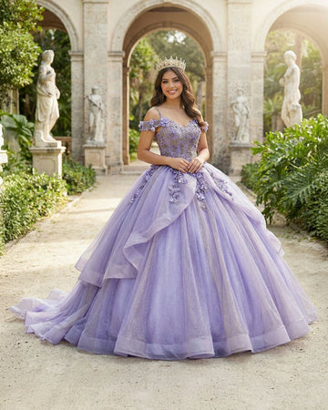 A Line Organza Off-the-Shoulder Lavender Quinceanera Dress
