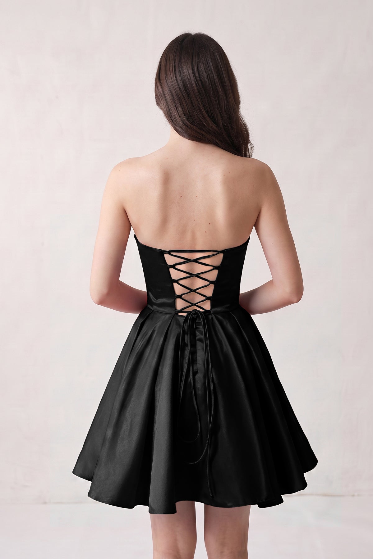 A Line Strapless Satin Homecoming Dress