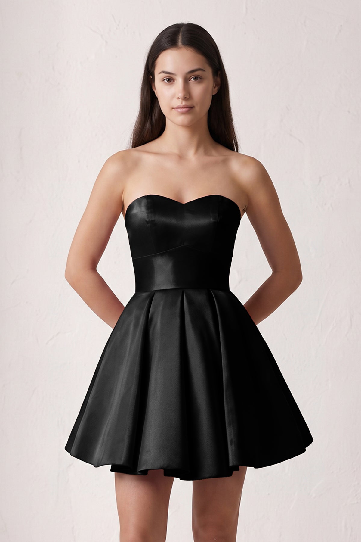 A Line Strapless Satin Homecoming Dress
