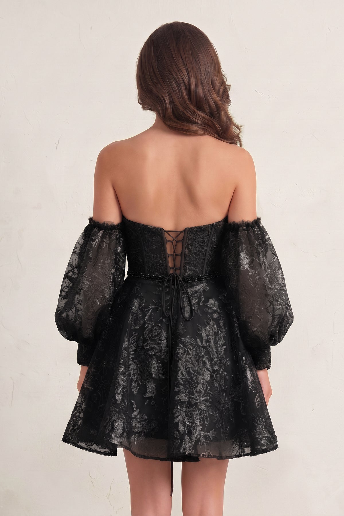 A Line Sweetheart Corset Homecoming Dress with Sleeves