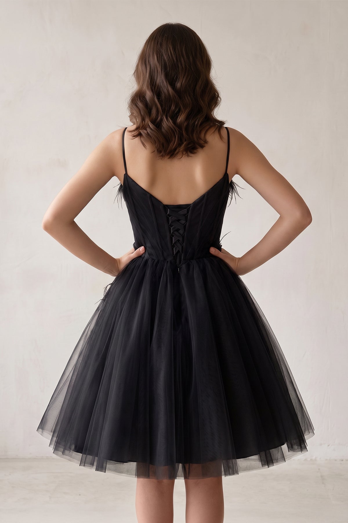 A Line Sweetheart Spaghetti Straps Tulle Short Homecoming Dresses