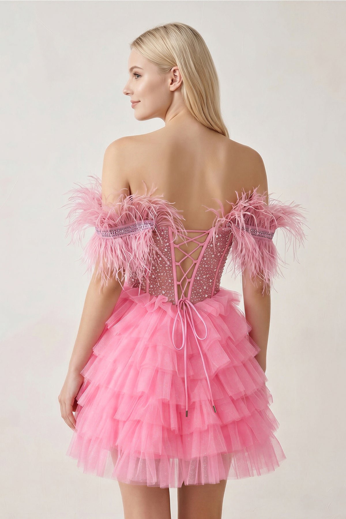 A Line Off the Shoulder Homecoming Dress with Beading