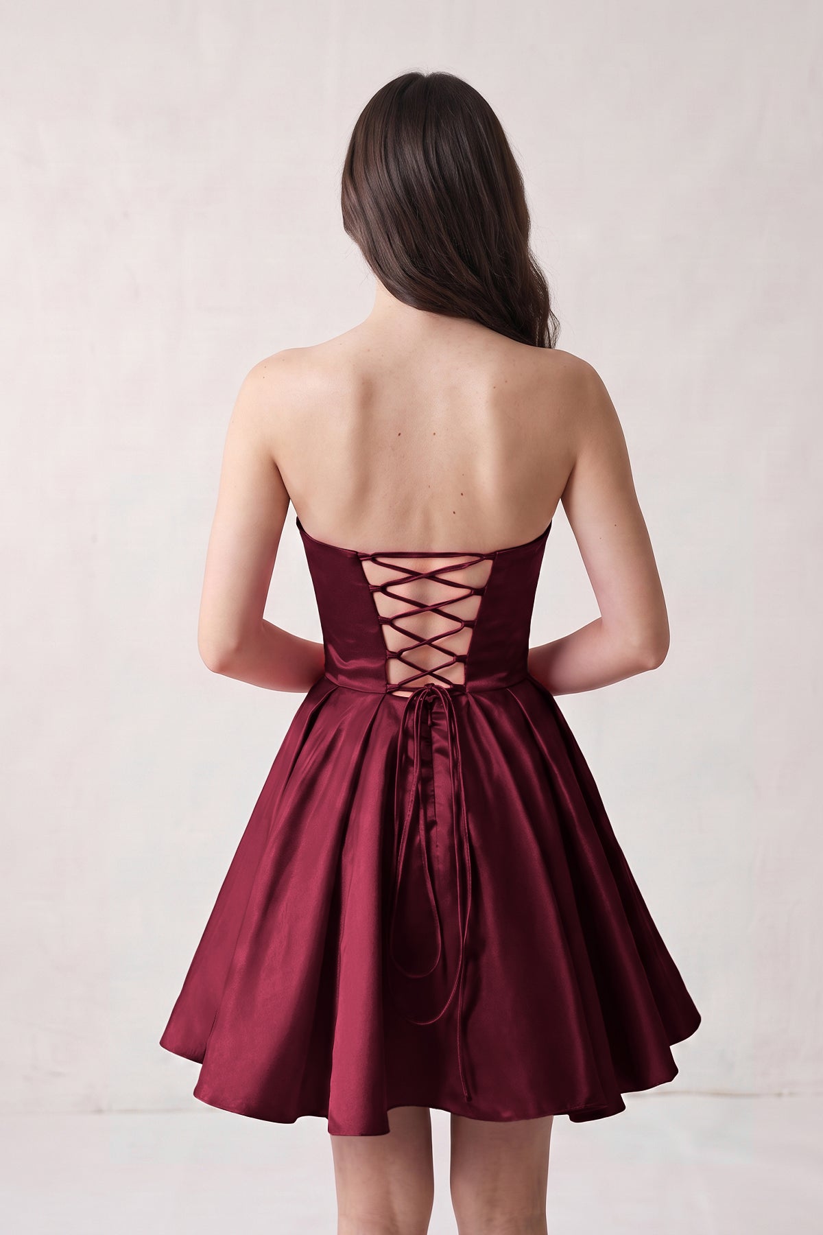 A Line Strapless Satin Homecoming Dress