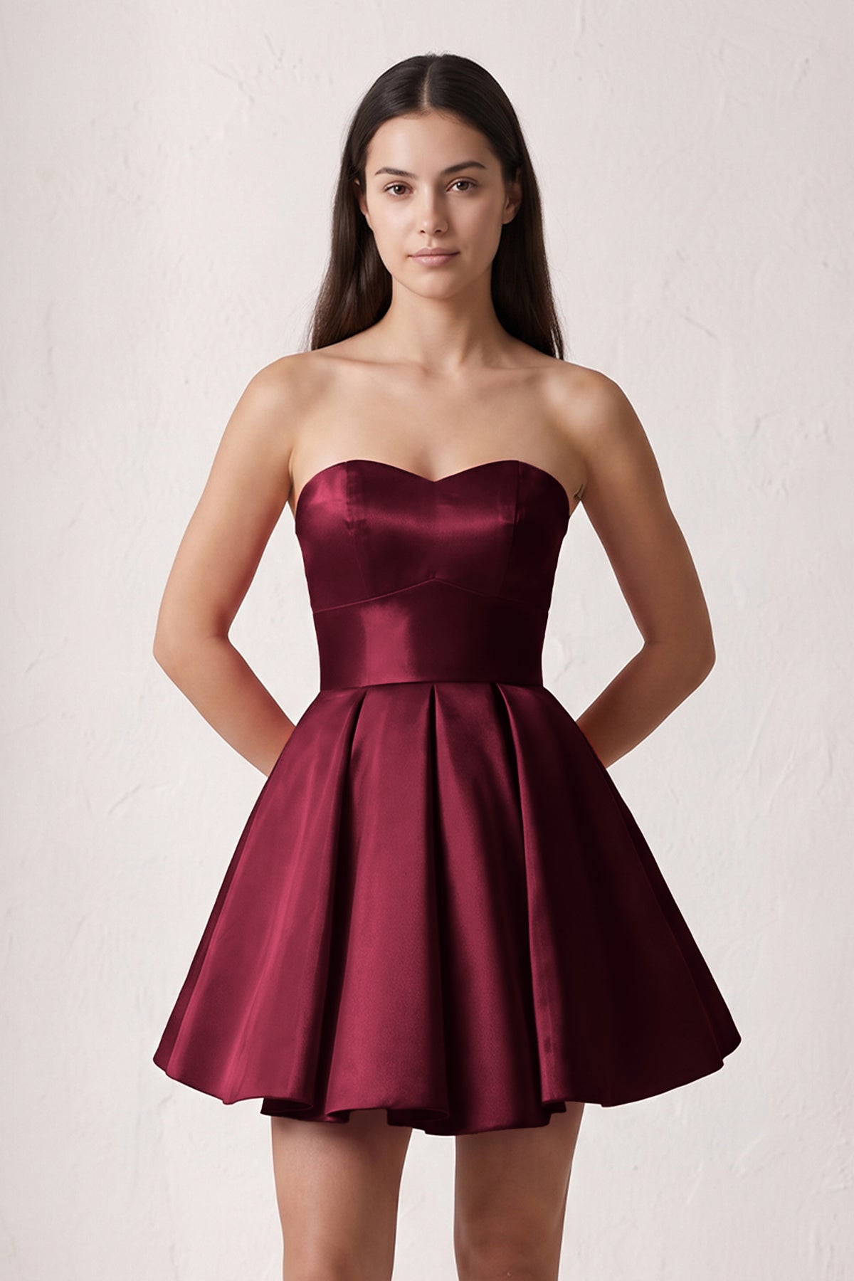 A Line Strapless Satin Homecoming Dress