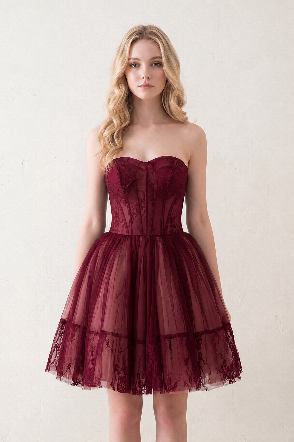 A line Strapless Tulle Homecoming Dress