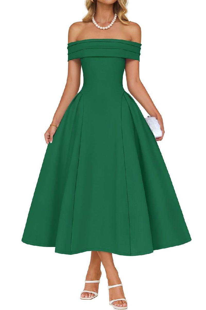 A-Line Midi Satin Formal Wedding Guest Dresses B0DS8NJRR3