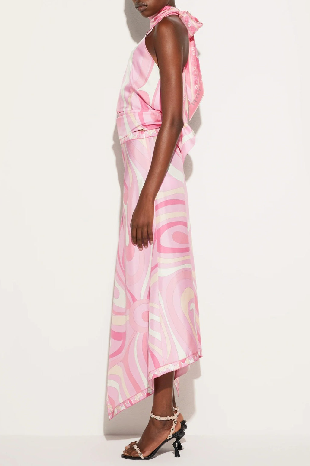 Abstract Print  Asym Midi Skirt Set