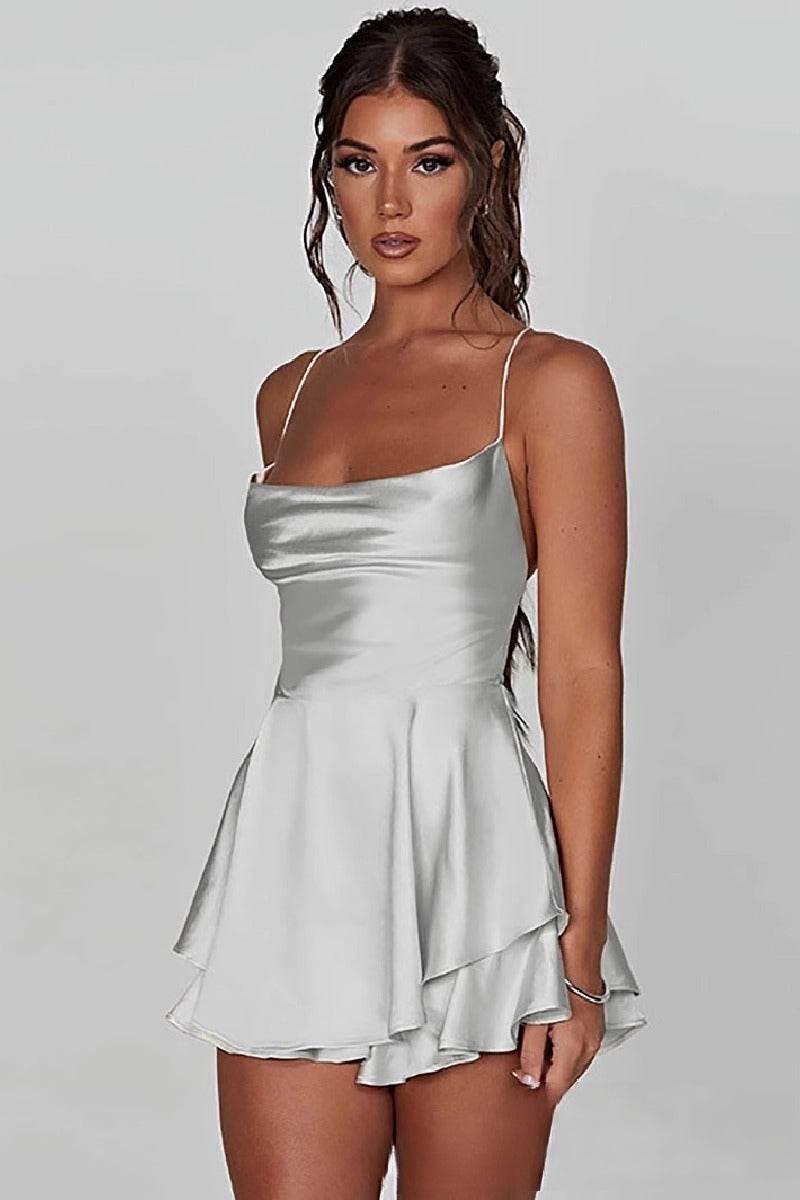 Short Mini Spaghetti Spandex Satin Cocktail Guest Dresses 911969027491