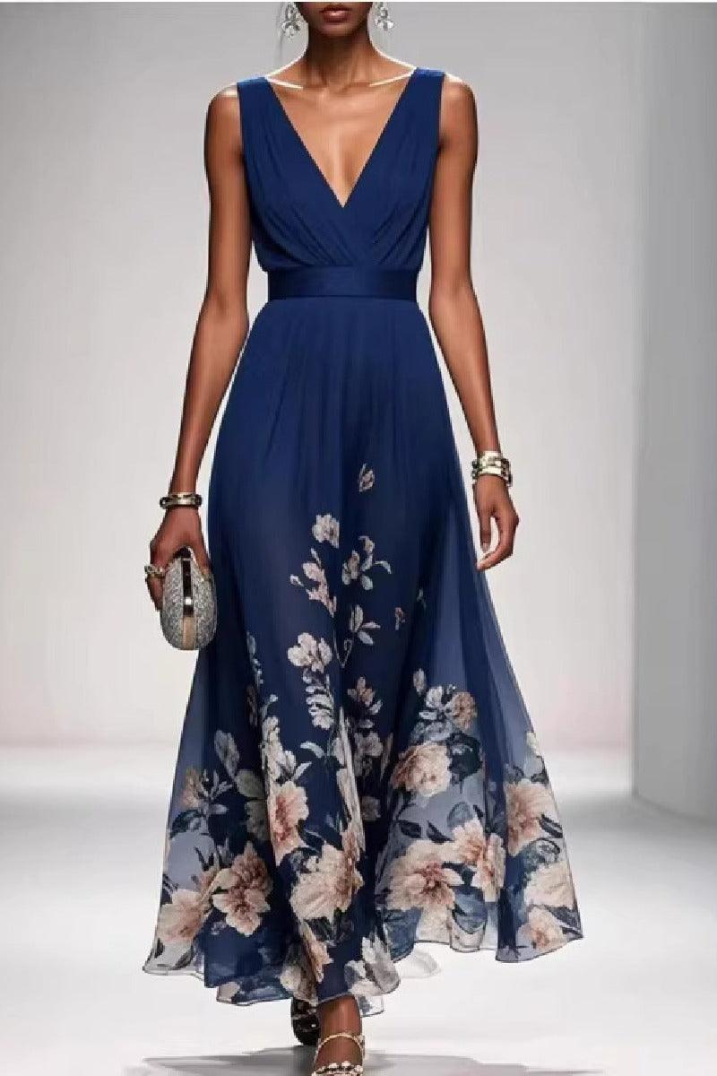A-Line Tea Length Chiffon Wedding Guest Dress 922638194251