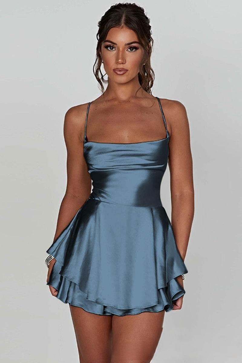 Short Mini Spaghetti Spandex Satin Cocktail Guest Dresses 911969027491