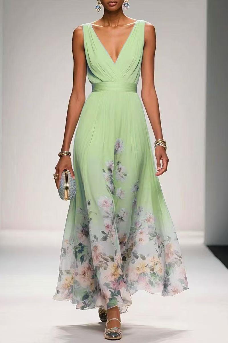 A-Line Tea Length Chiffon Wedding Guest Dress 922638194251