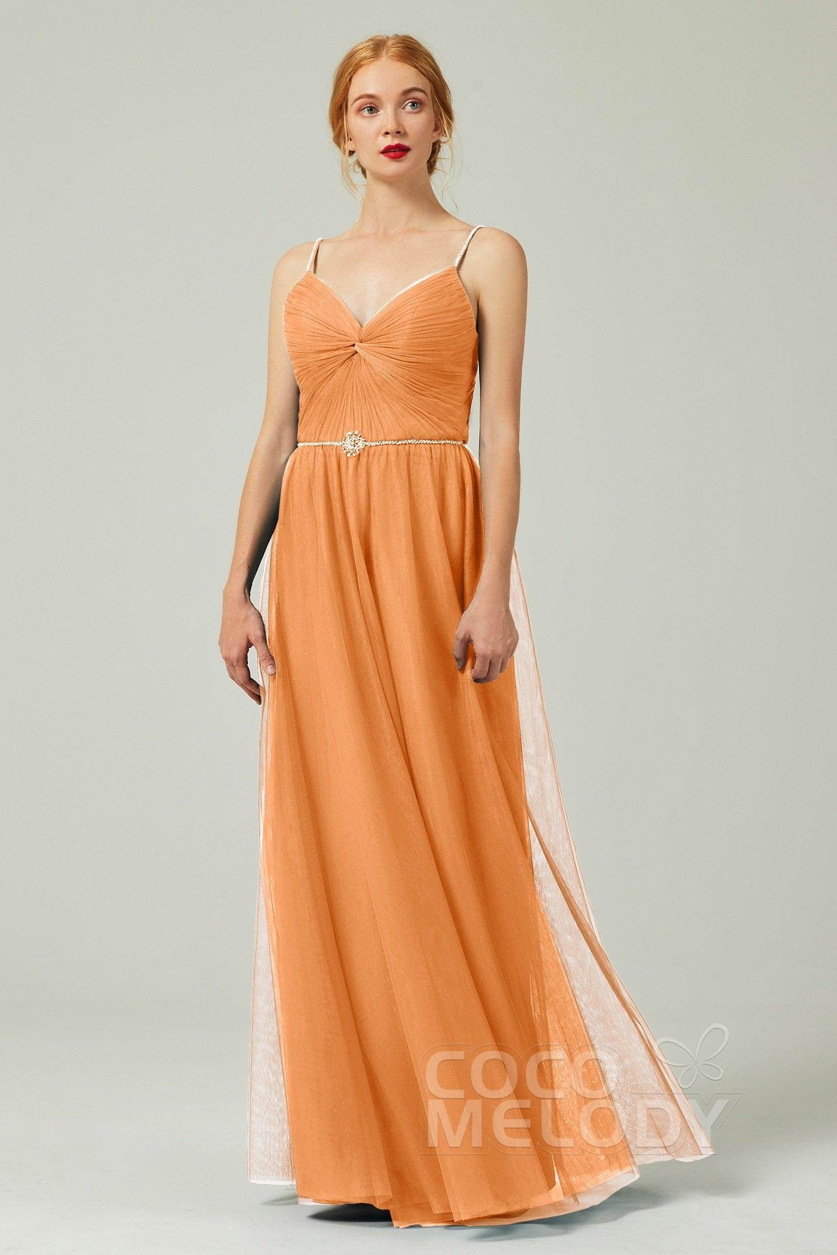 A-Line Floor Length Tulle Bridesmaid Dress CB0327