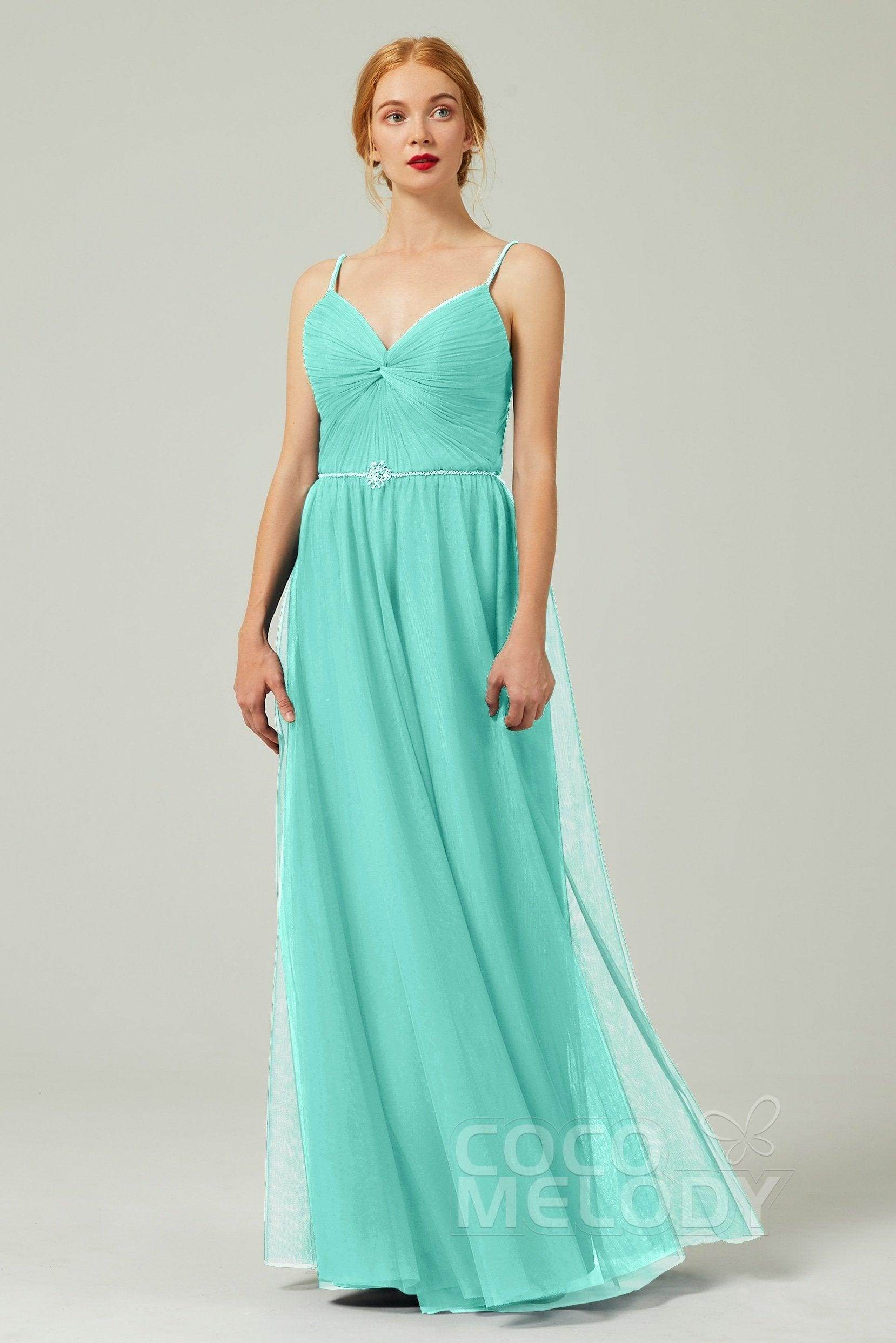 A-Line Floor Length Tulle Bridesmaid Dress CB0327