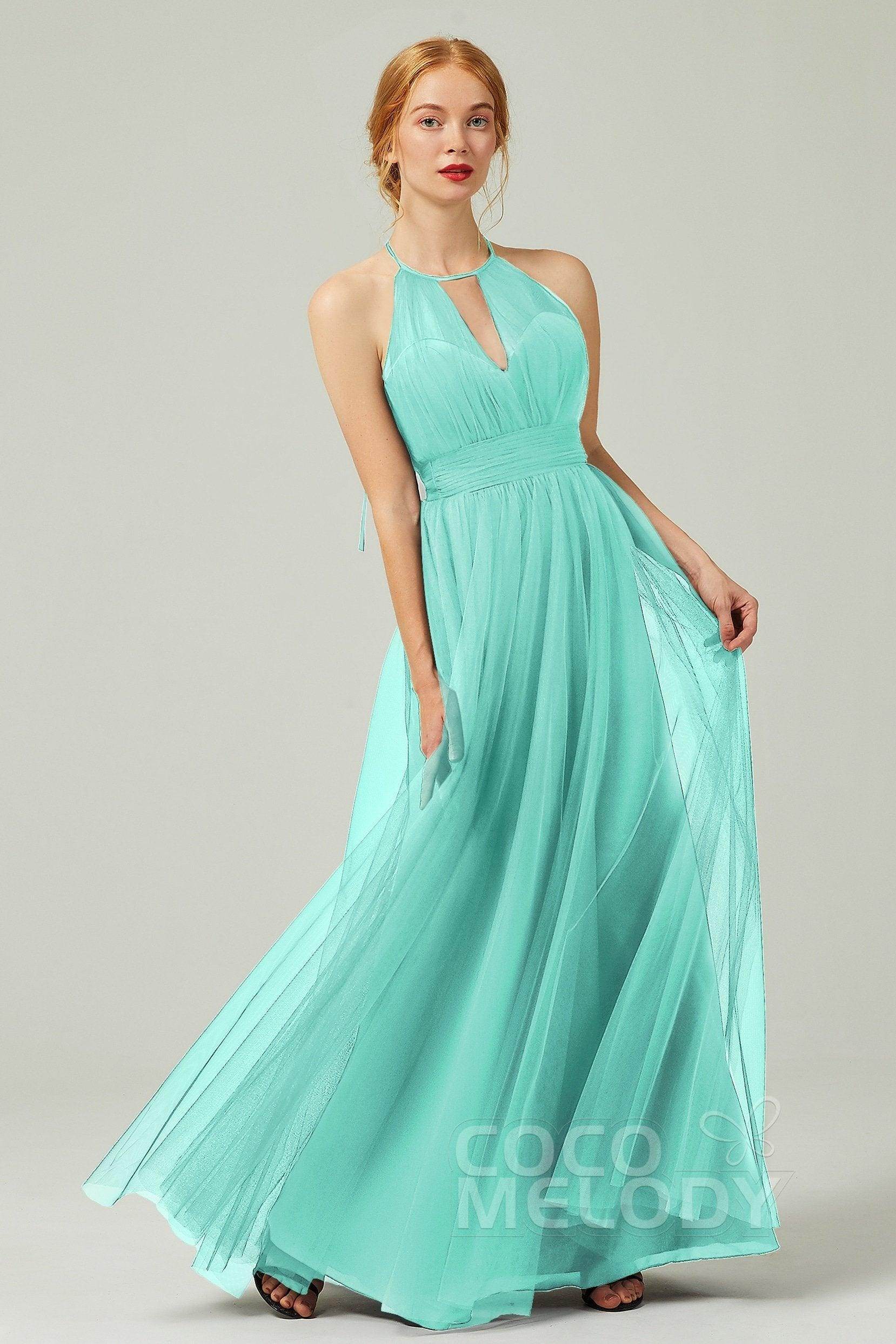 A-Line Floor Length Tulle Bridesmaid Dress CB0334PS