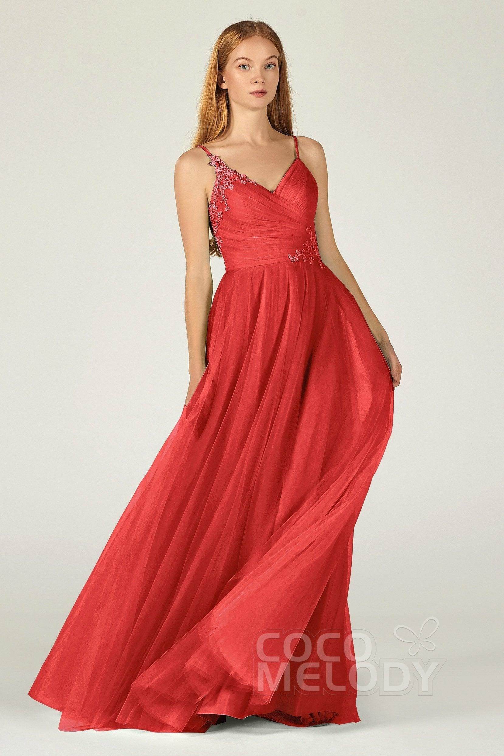 A-Line Floor Length Tulle Bridesmaid Dress CB0383