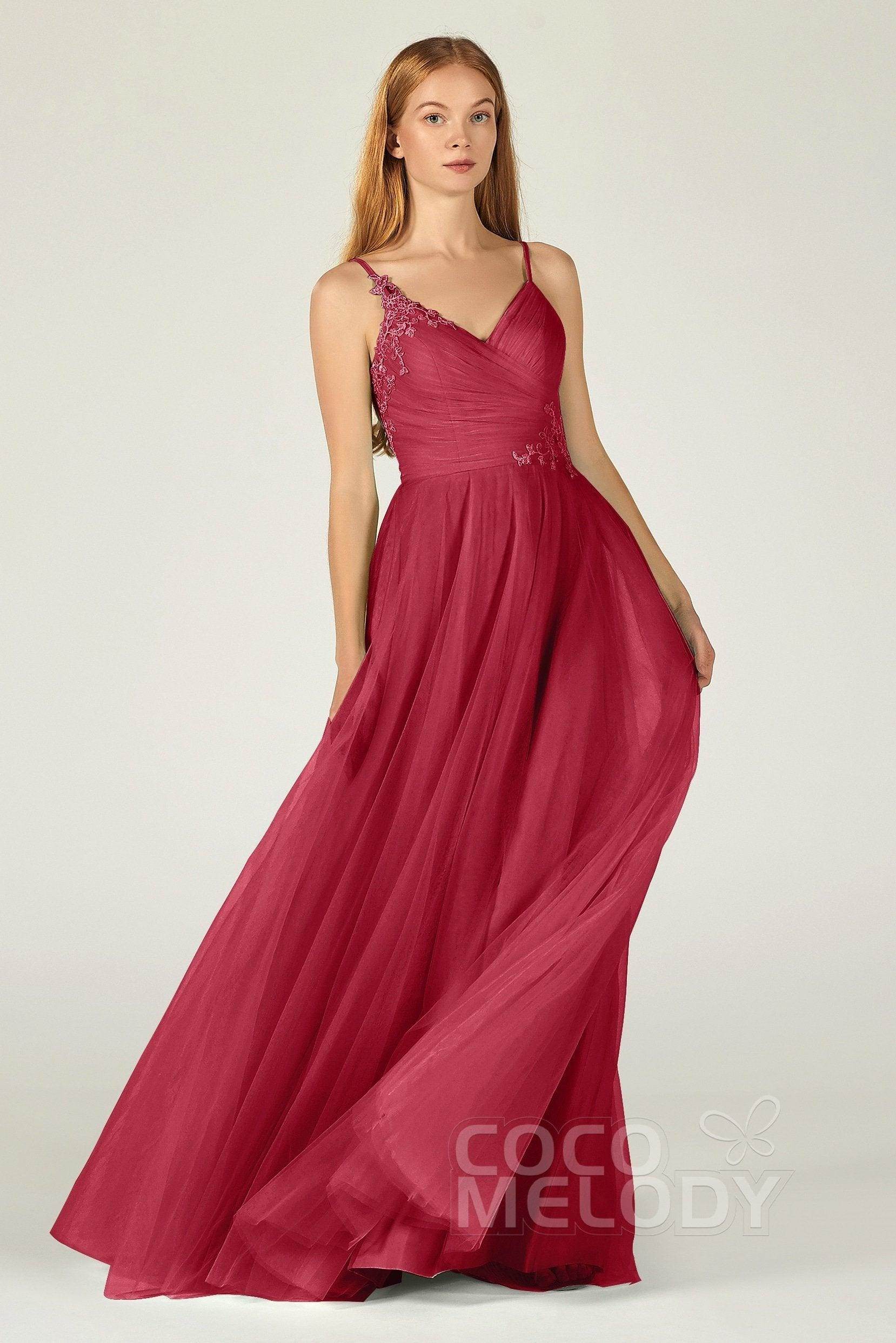 A-Line Floor Length Tulle Bridesmaid Dress CB0383