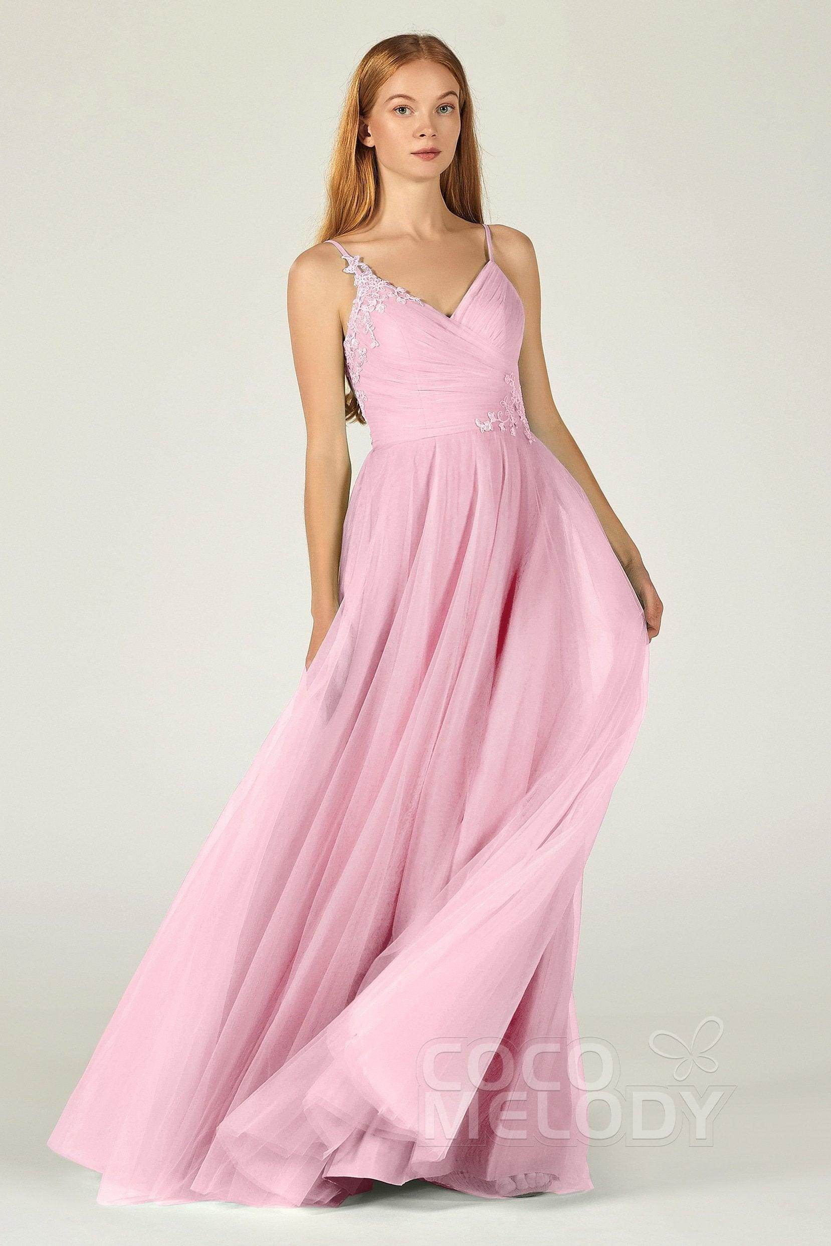 A-Line Floor Length Tulle Bridesmaid Dress CB0383
