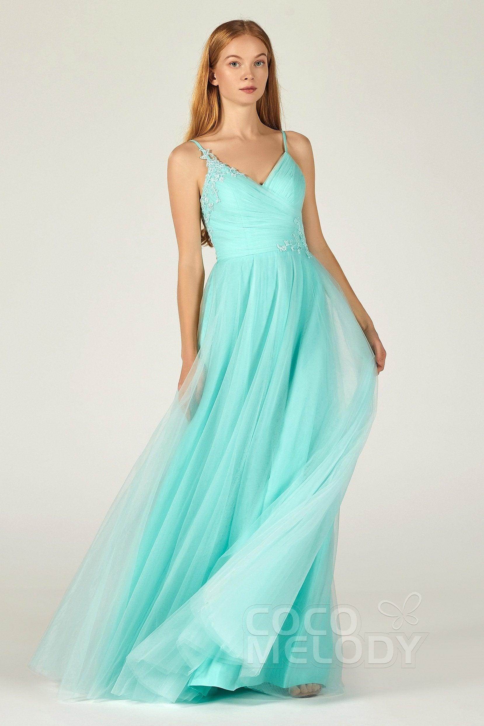 A-Line Floor Length Tulle Bridesmaid Dress CB0383
