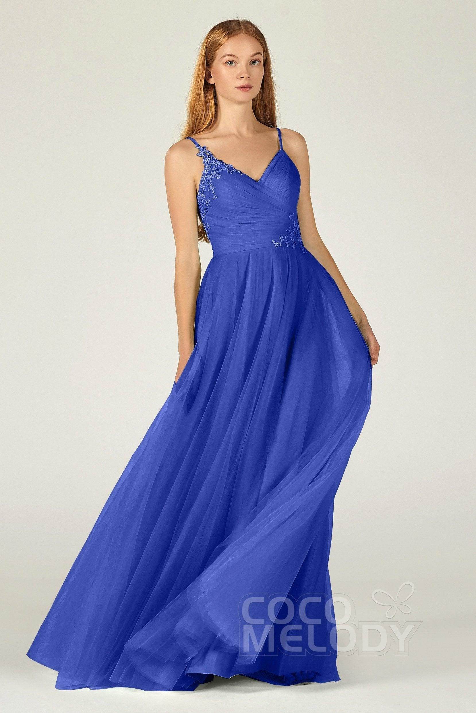 A-Line Floor Length Tulle Bridesmaid Dress CB0383