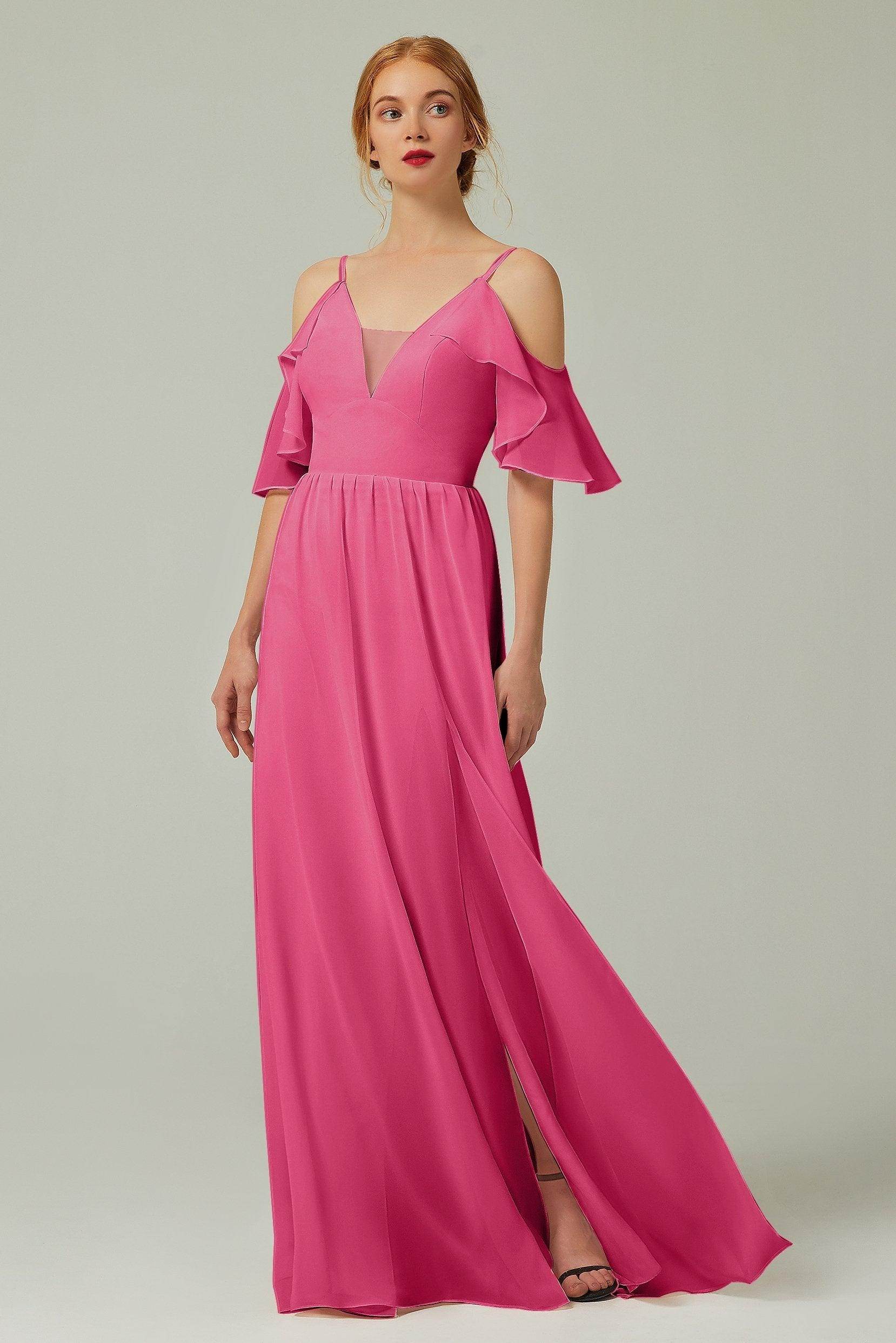 A-Line Floor Length Chiffon Bridesmaid Dress CB0236
