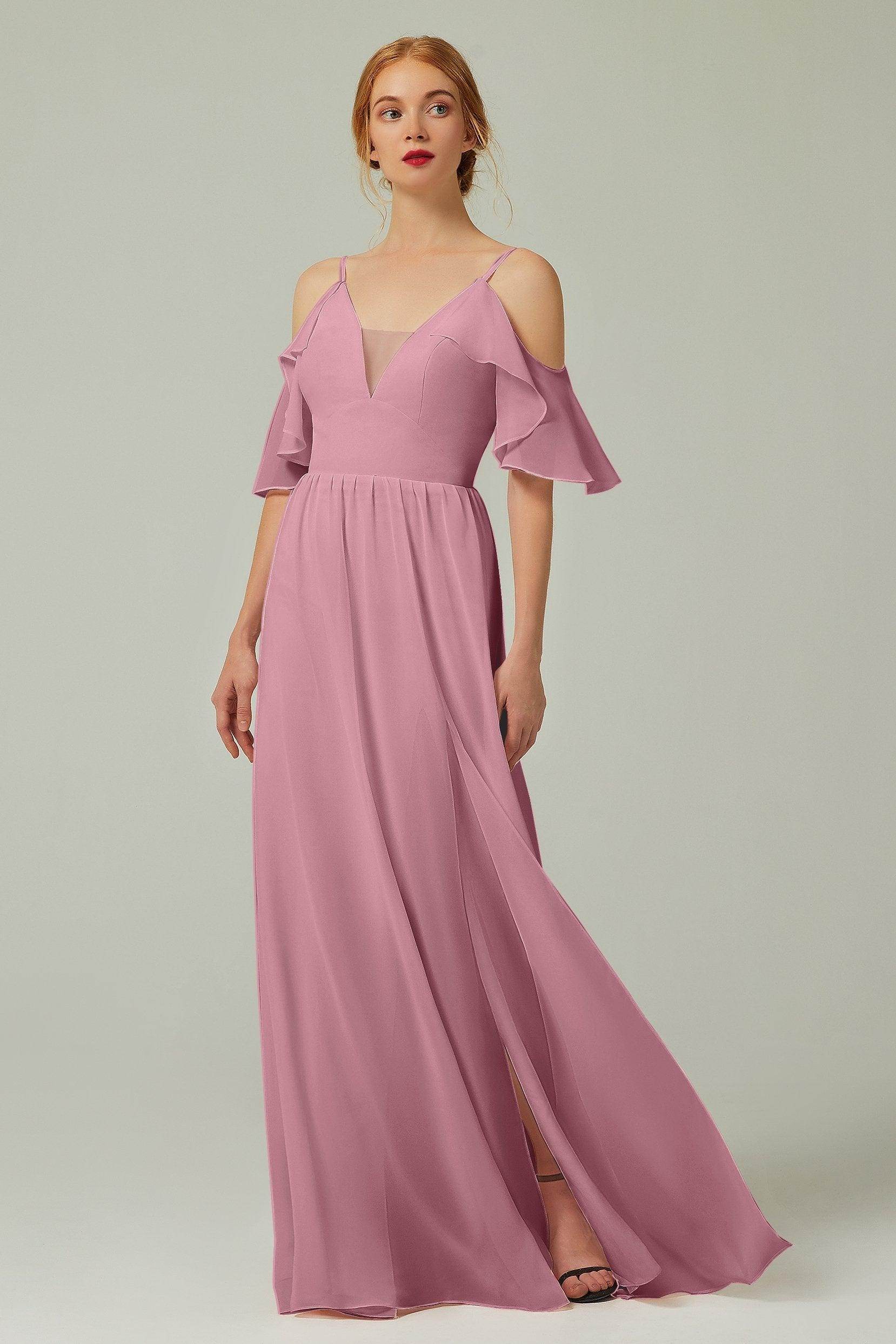 A-Line Floor Length Chiffon Bridesmaid Dress CB0236