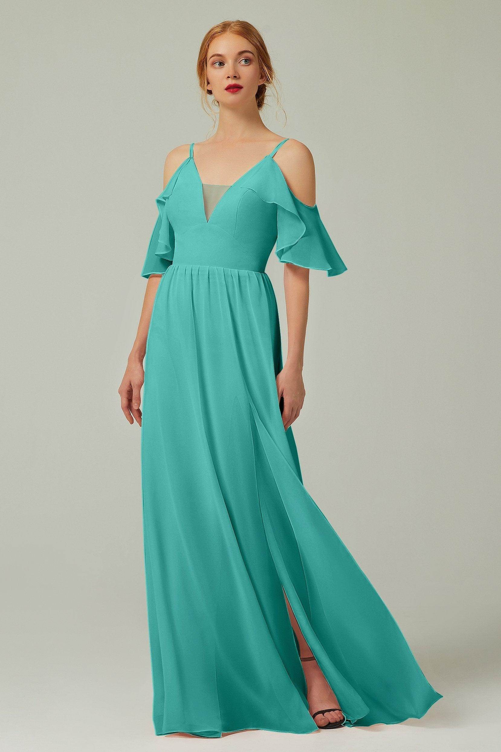 A-Line Floor Length Chiffon Bridesmaid Dress CB0236