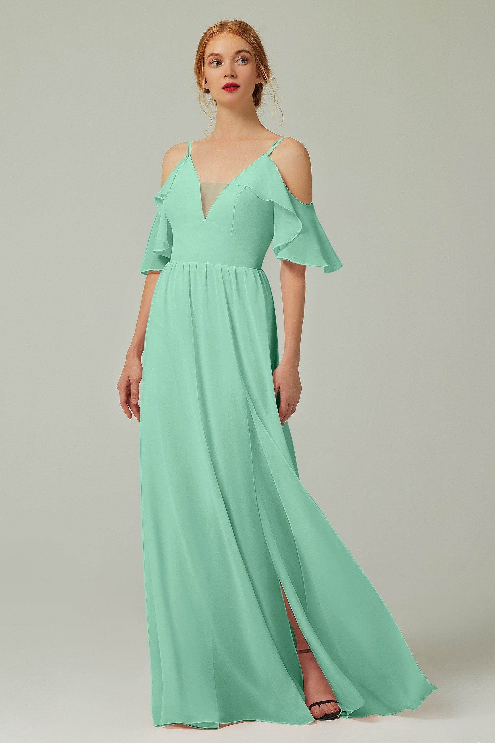 A-Line Floor Length Chiffon Bridesmaid Dress CB0236