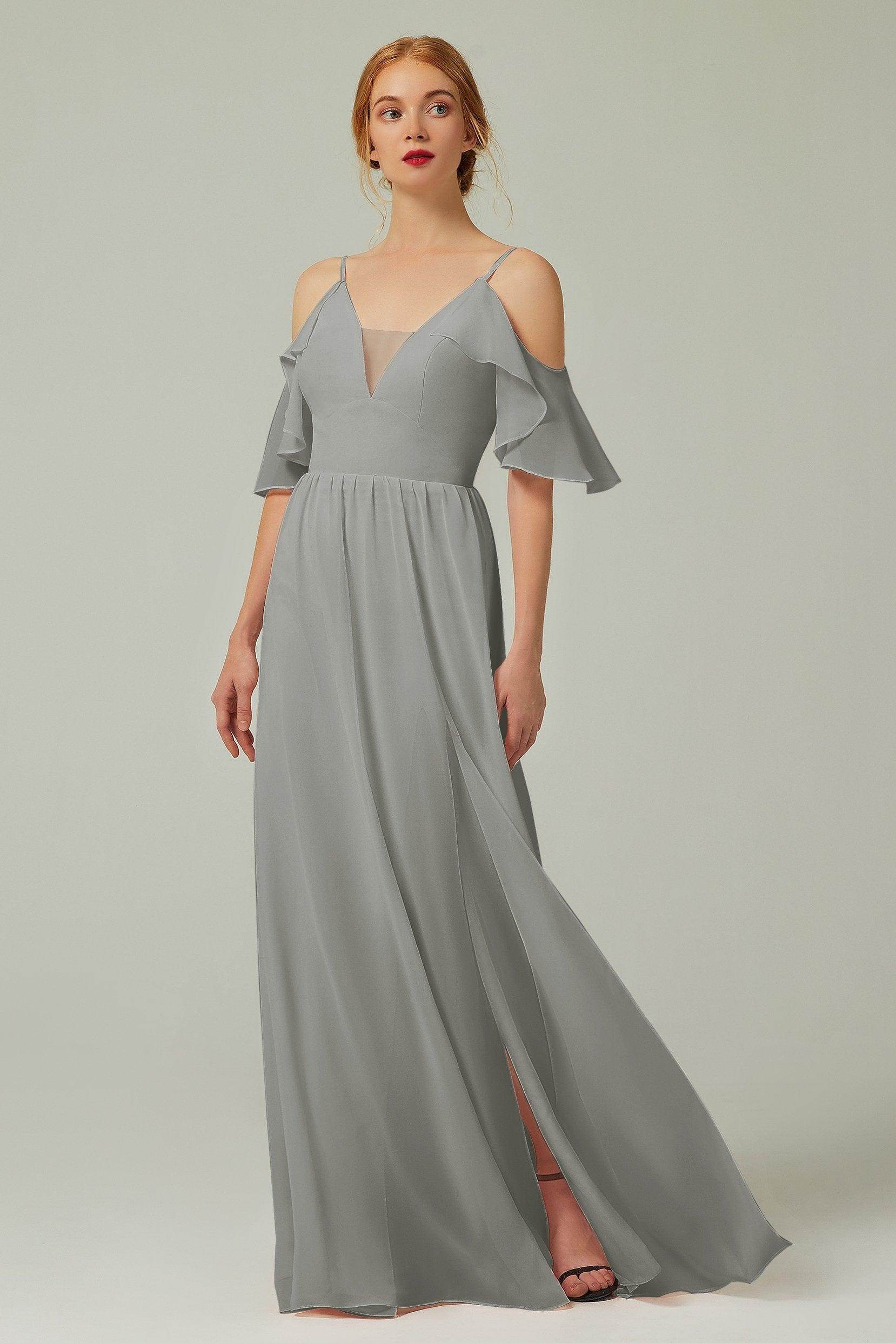 A-Line Floor Length Chiffon Bridesmaid Dress CB0236
