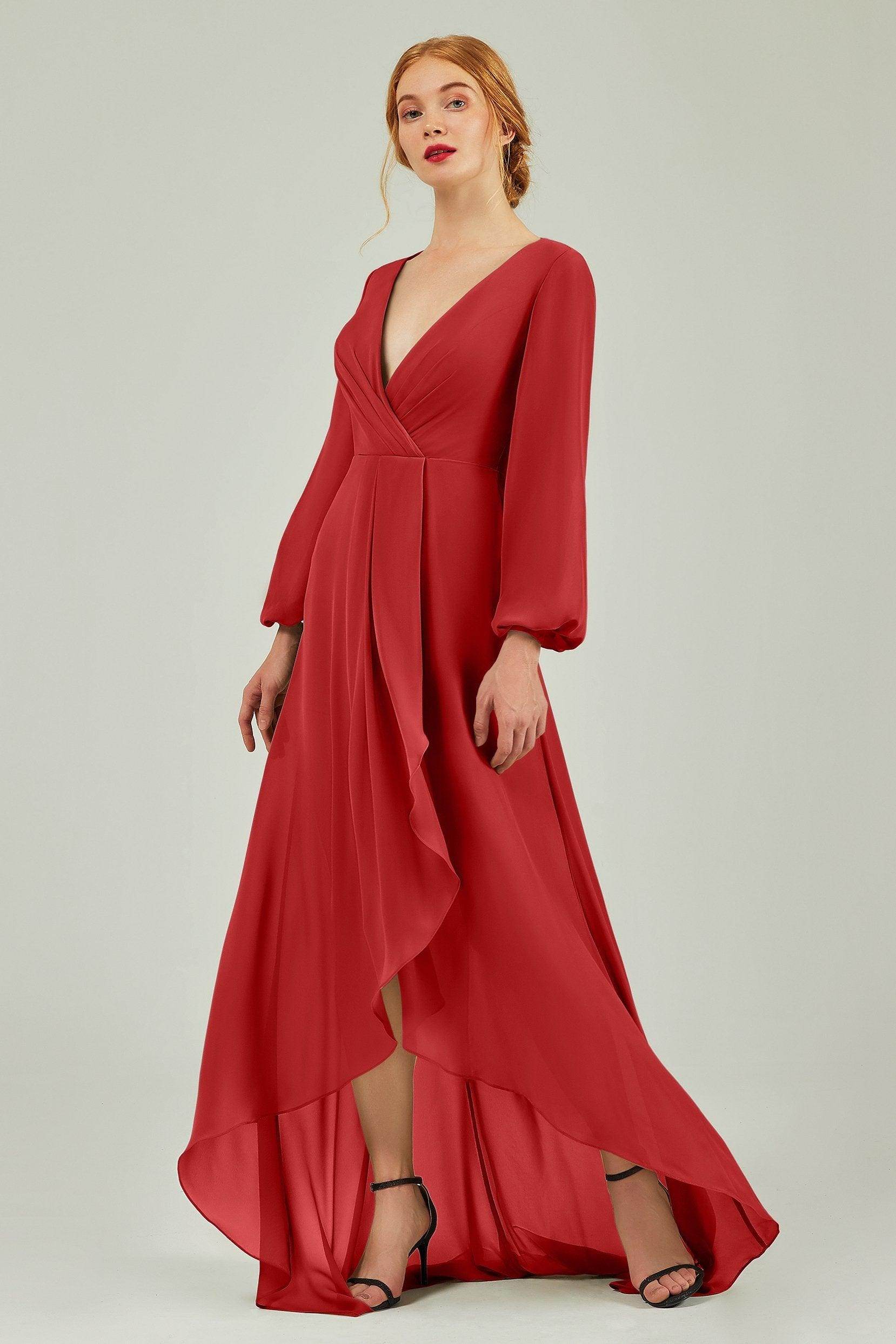 Asymmetrical Sweep-Brush Chiffon Bridesmaid Dress Formal Dresses CB0239