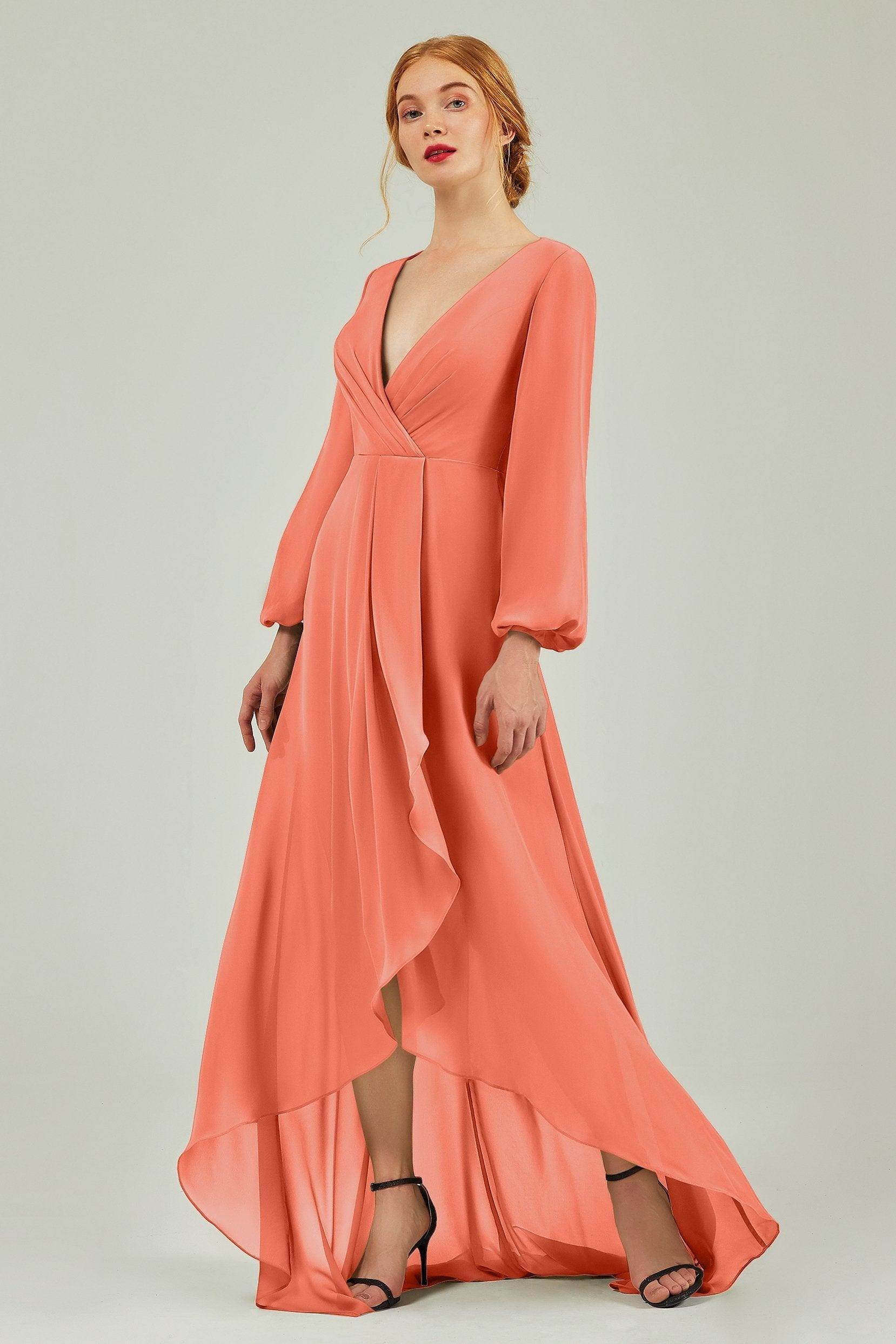 Asymmetrical Sweep-Brush Chiffon Bridesmaid Dress Formal Dresses CB0239