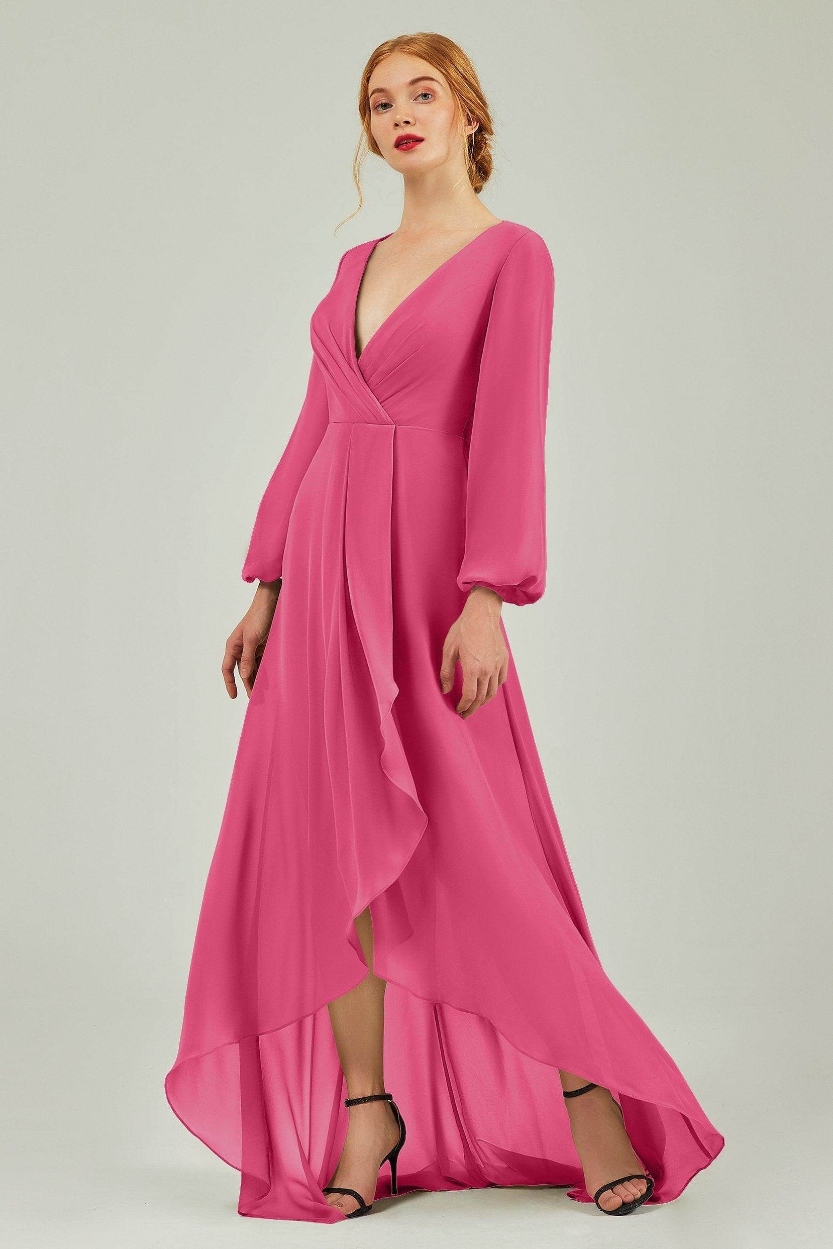Asymmetrical Sweep-Brush Chiffon Bridesmaid Dress Formal Dresses CB0239