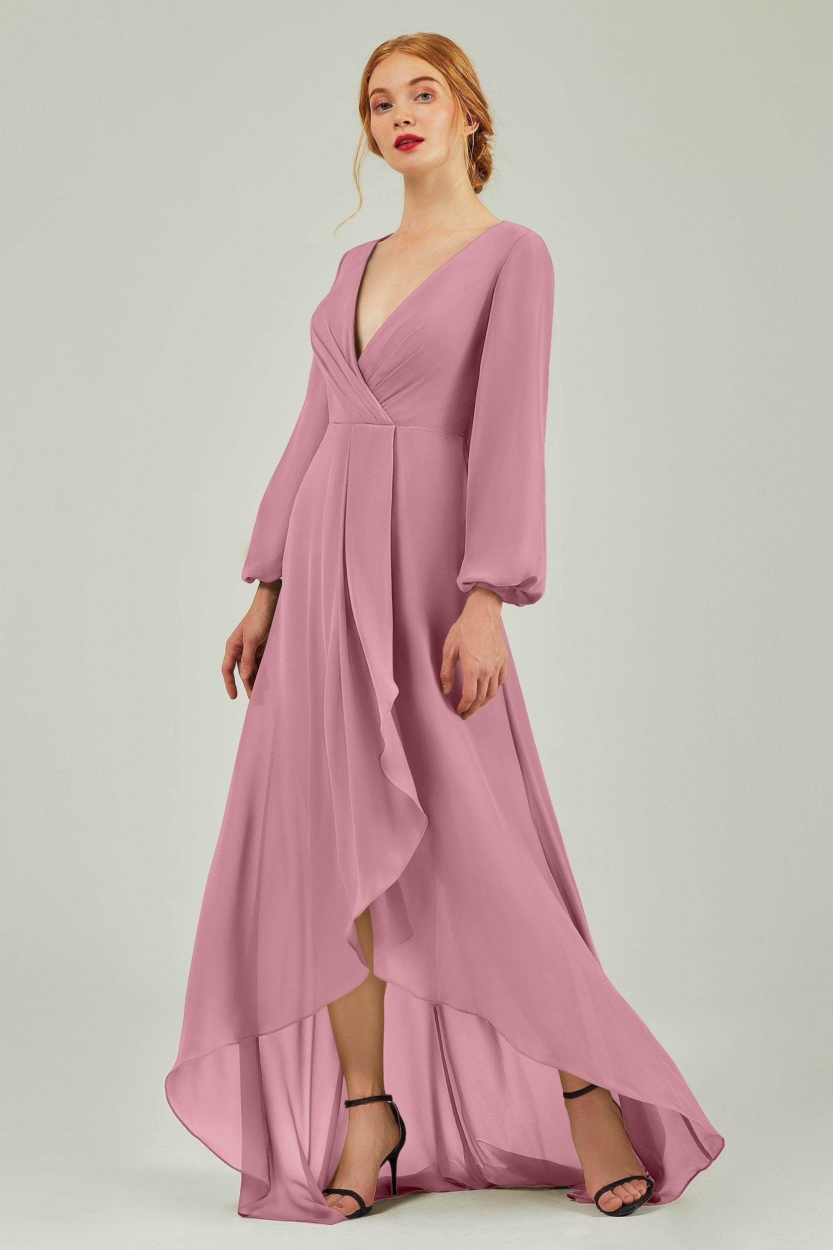 Asymmetrical Sweep-Brush Chiffon Bridesmaid Dress Formal Dresses CB0239