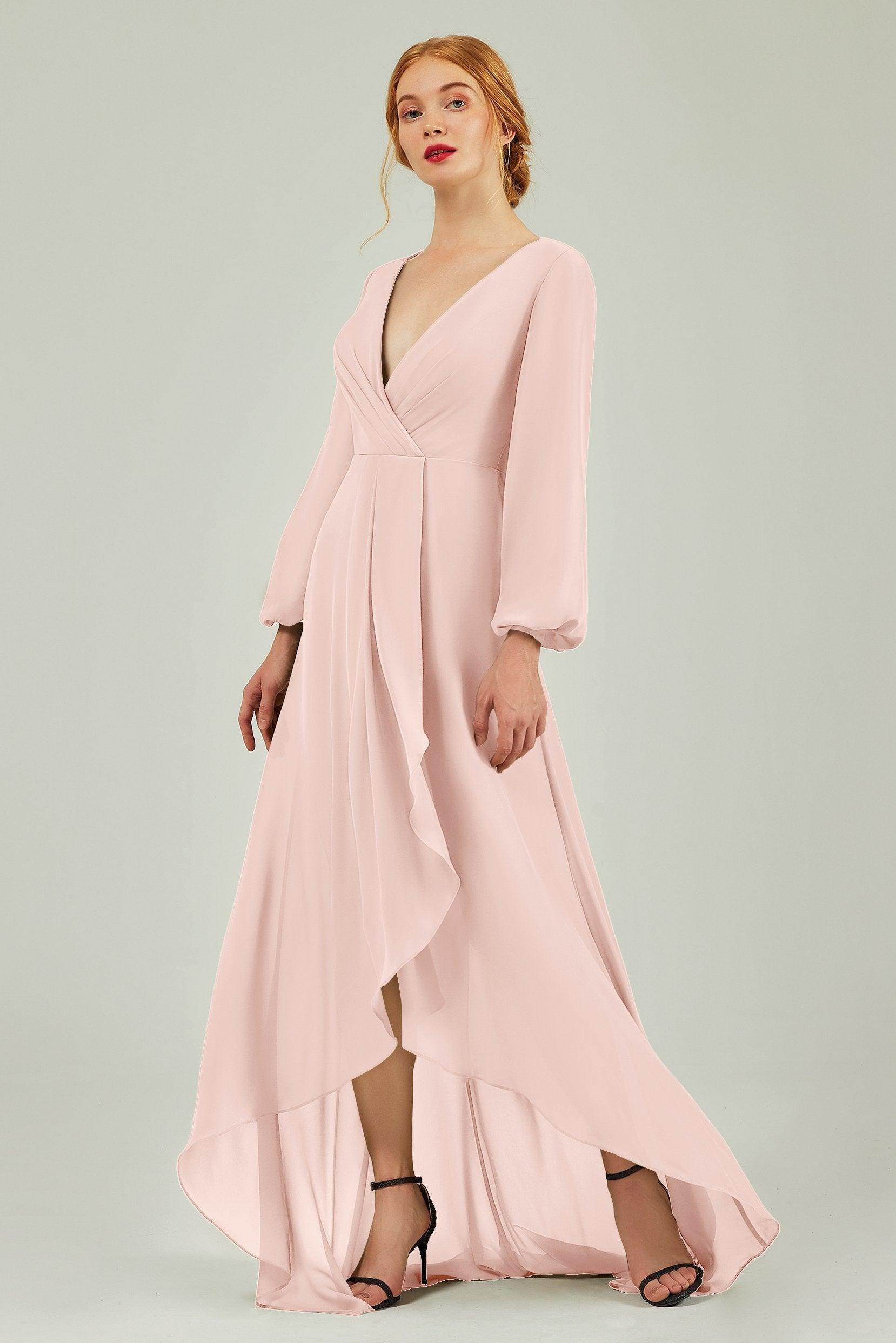 Asymmetrical Sweep-Brush Chiffon Bridesmaid Dress Formal Dresses CB0239