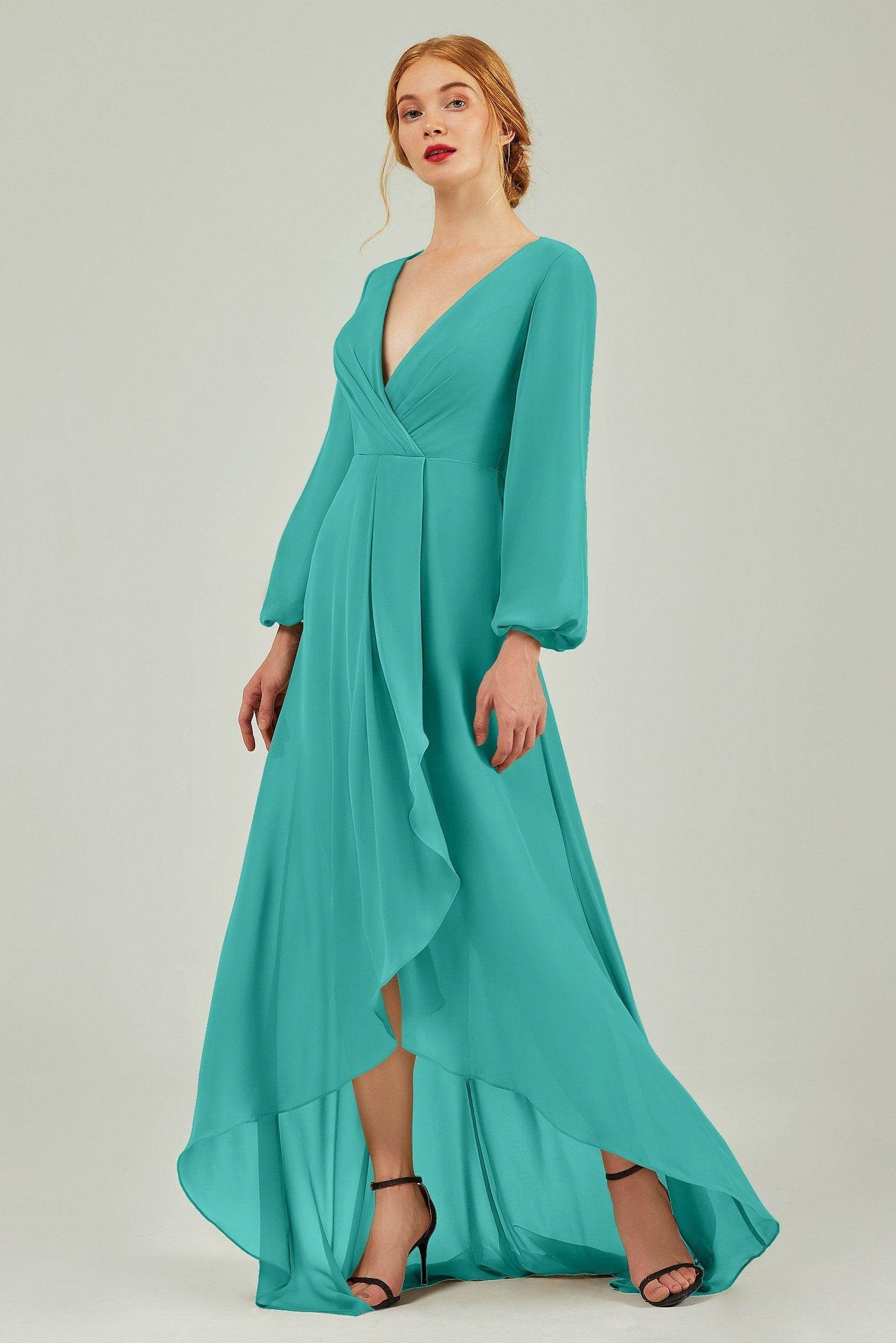 Asymmetrical Sweep-Brush Chiffon Bridesmaid Dress Formal Dresses CB0239