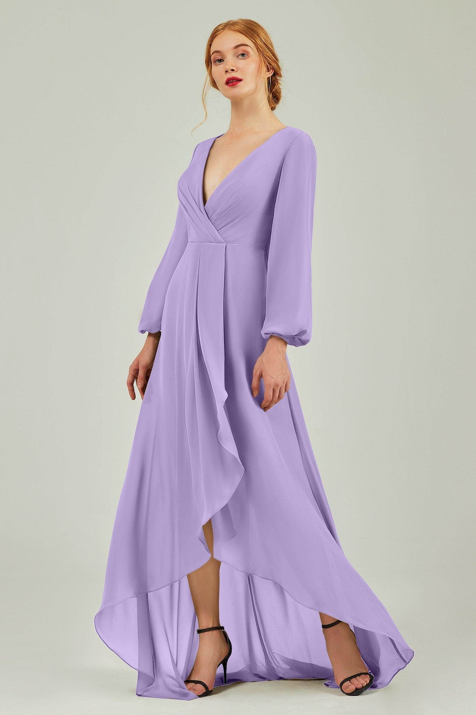 Asymmetrical Sweep-Brush Chiffon Bridesmaid Dress Formal Dresses CB0239