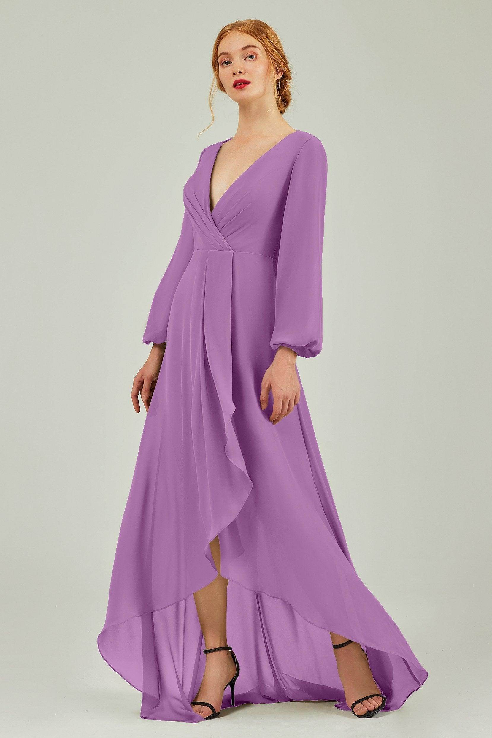 Asymmetrical Sweep-Brush Chiffon Bridesmaid Dress Formal Dresses CB0239