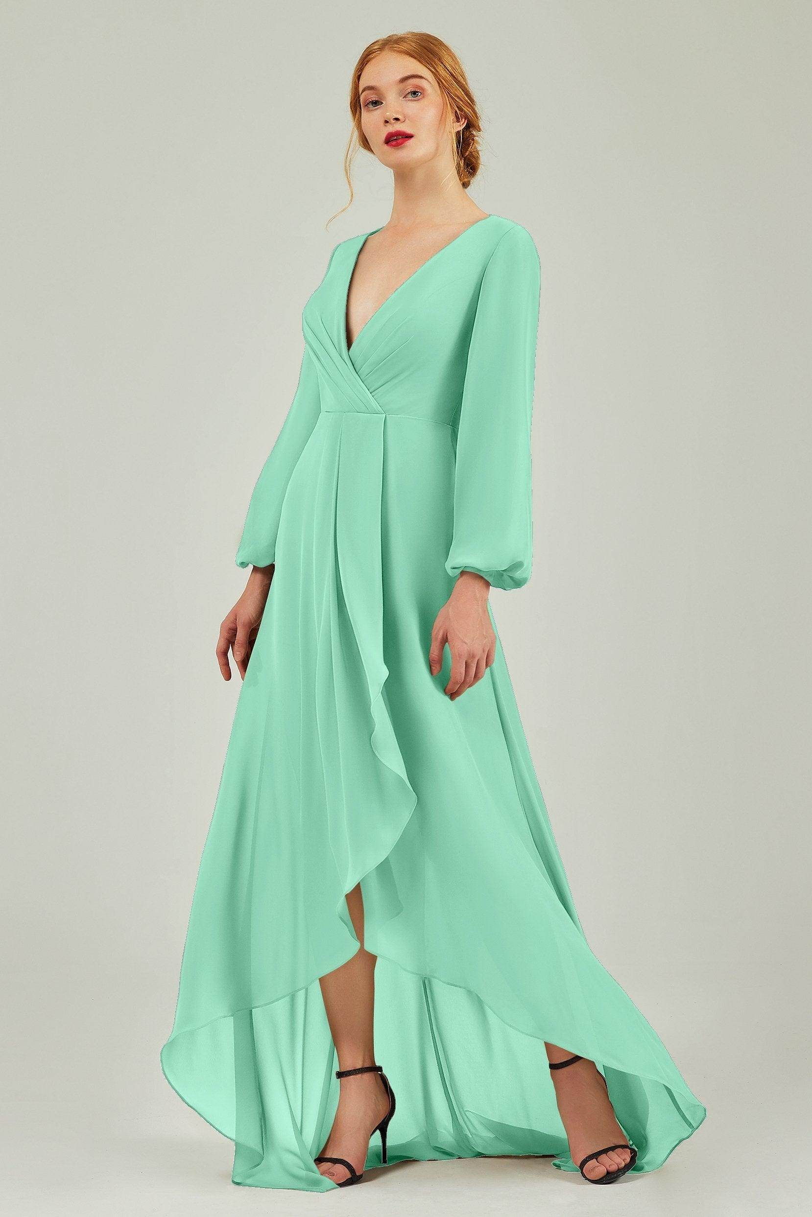 Asymmetrical Sweep-Brush Chiffon Bridesmaid Dress Formal Dresses CB0239