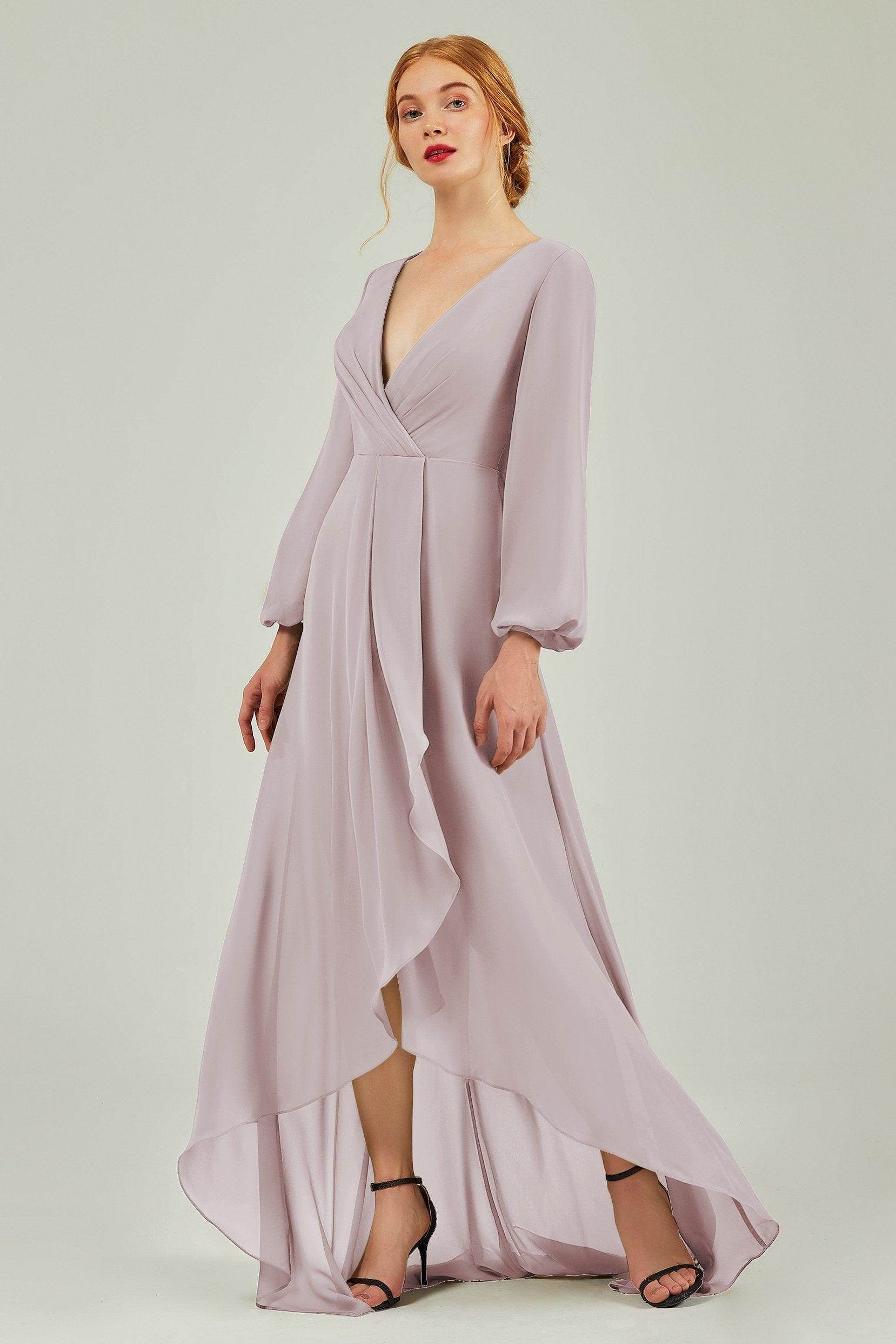 Asymmetrical Sweep-Brush Chiffon Bridesmaid Dress Formal Dresses CB0239