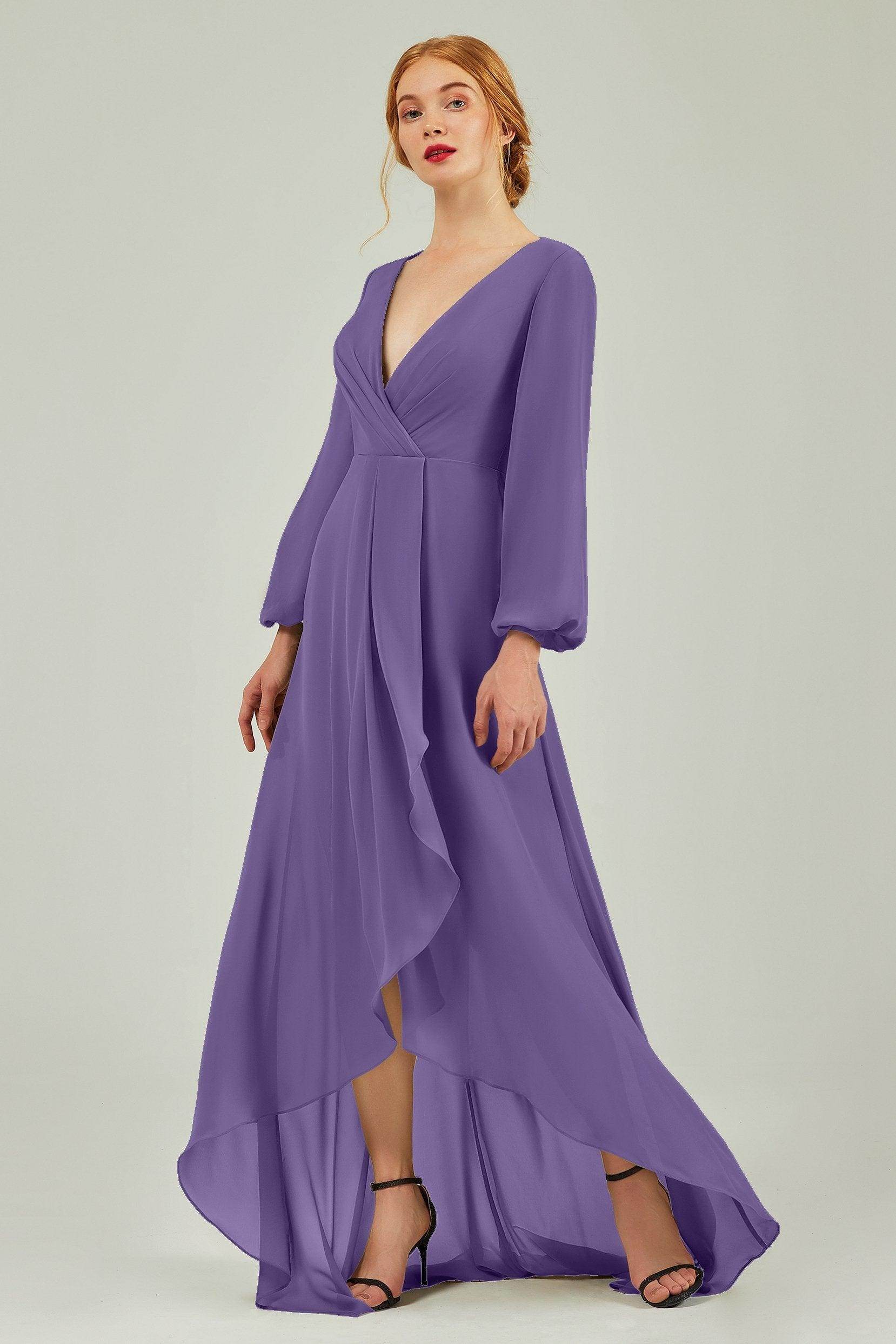 Asymmetrical Sweep-Brush Chiffon Bridesmaid Dress Formal Dresses CB0239
