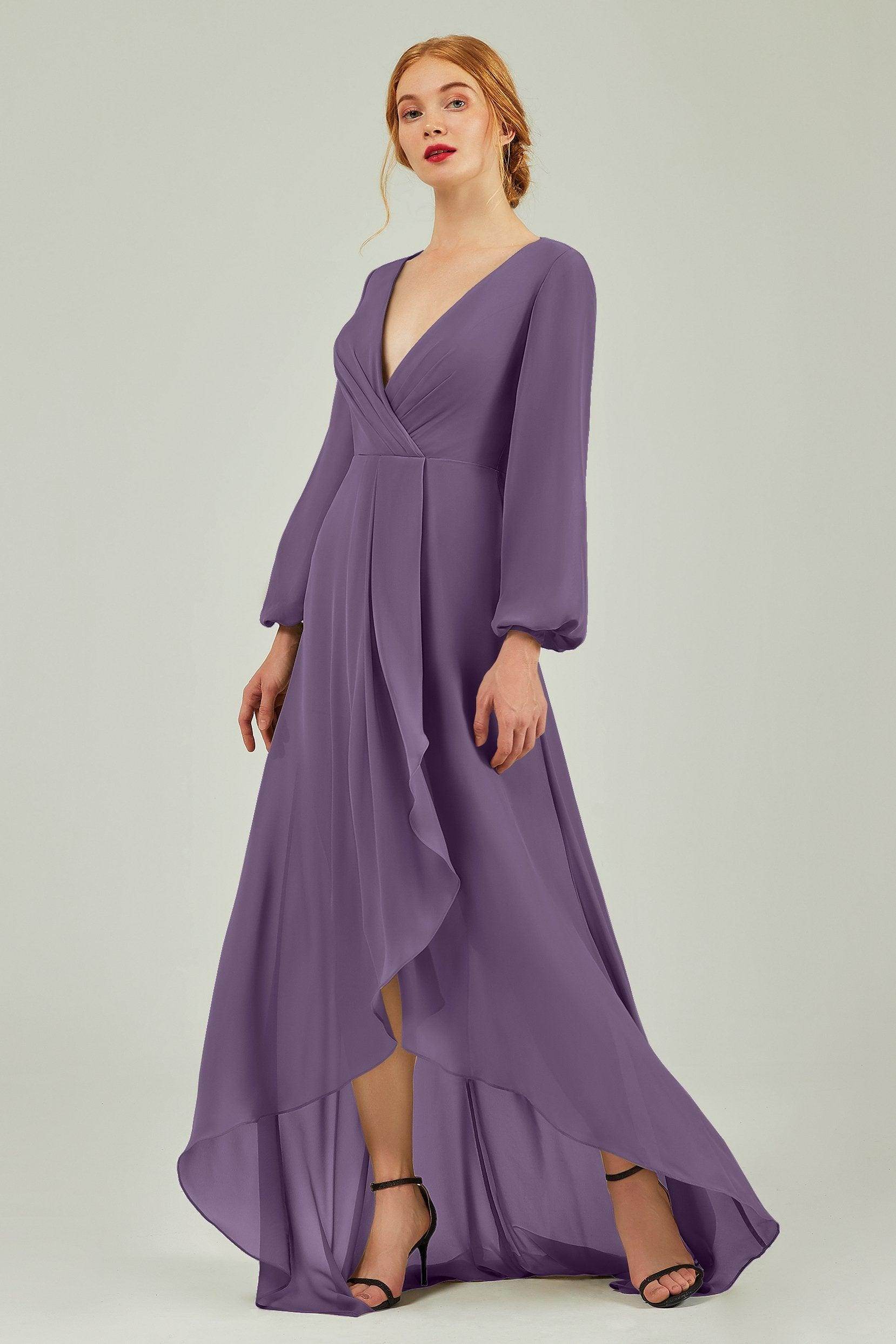 Asymmetrical Sweep-Brush Chiffon Bridesmaid Dress Formal Dresses CB0239