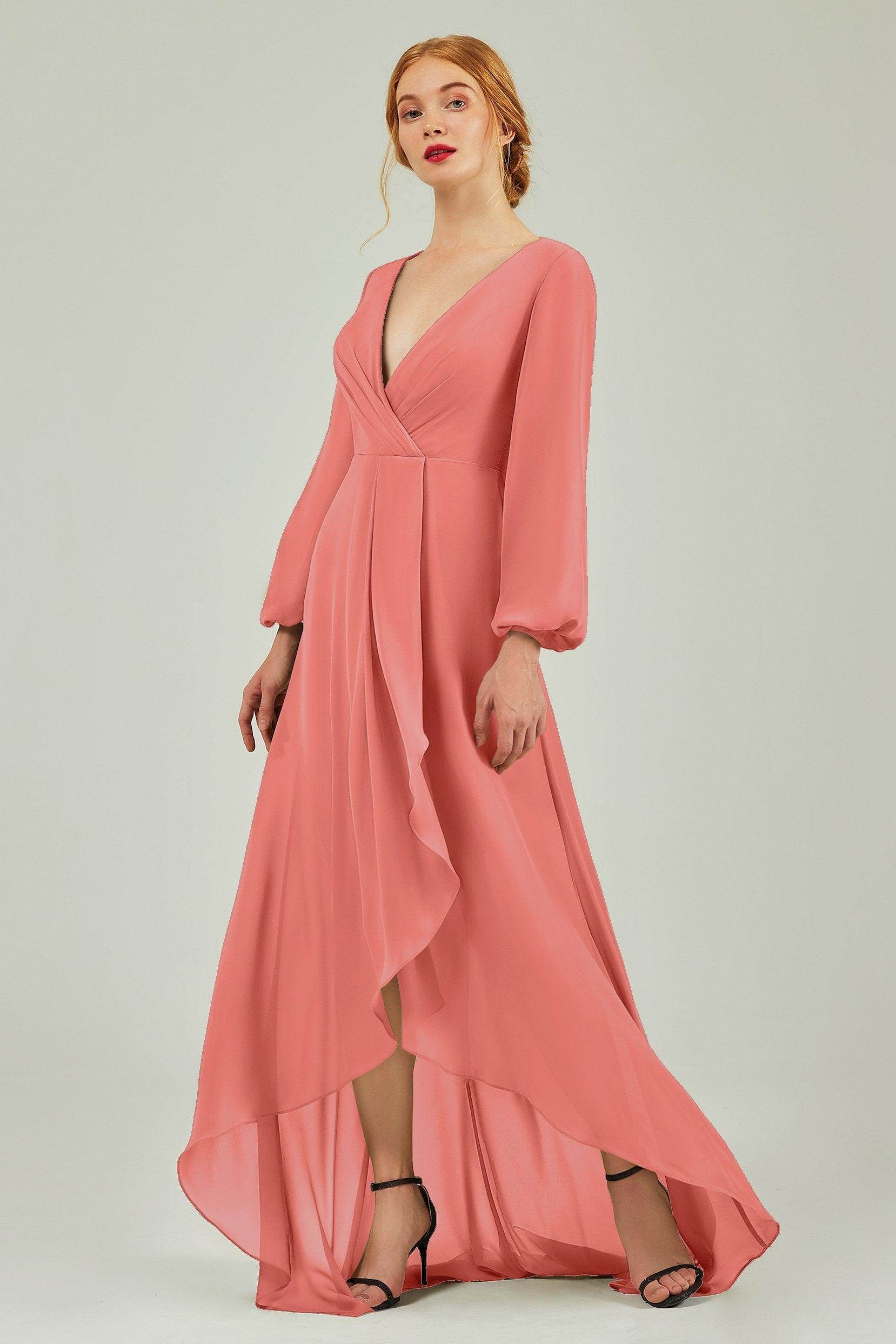 Asymmetrical Sweep-Brush Chiffon Bridesmaid Dress Formal Dresses CB0239