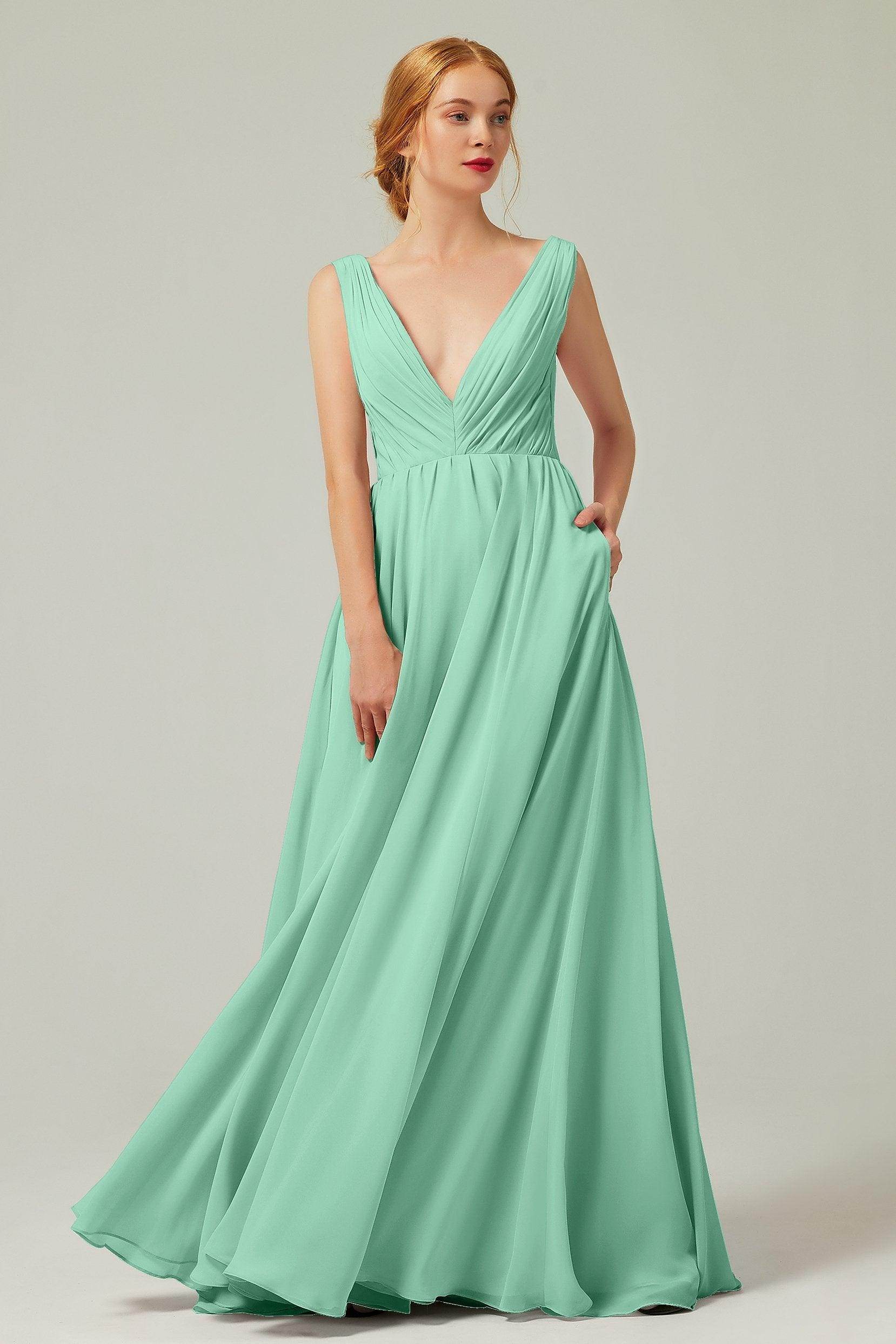 A-Line Floor Length Chiffon Bridesmaid Dress CB0245