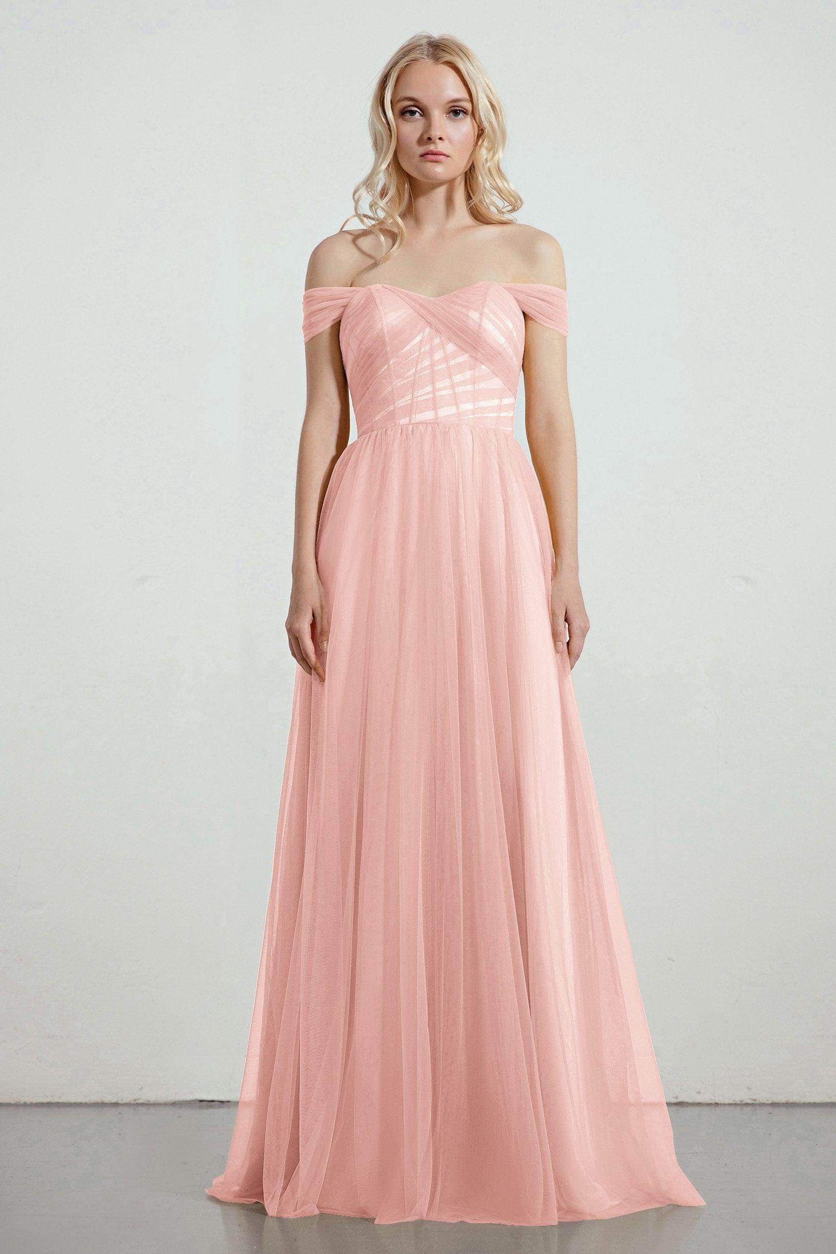 A-Line Tulle/Elastic Silk like Satin Bridesmaid Dress CB0261