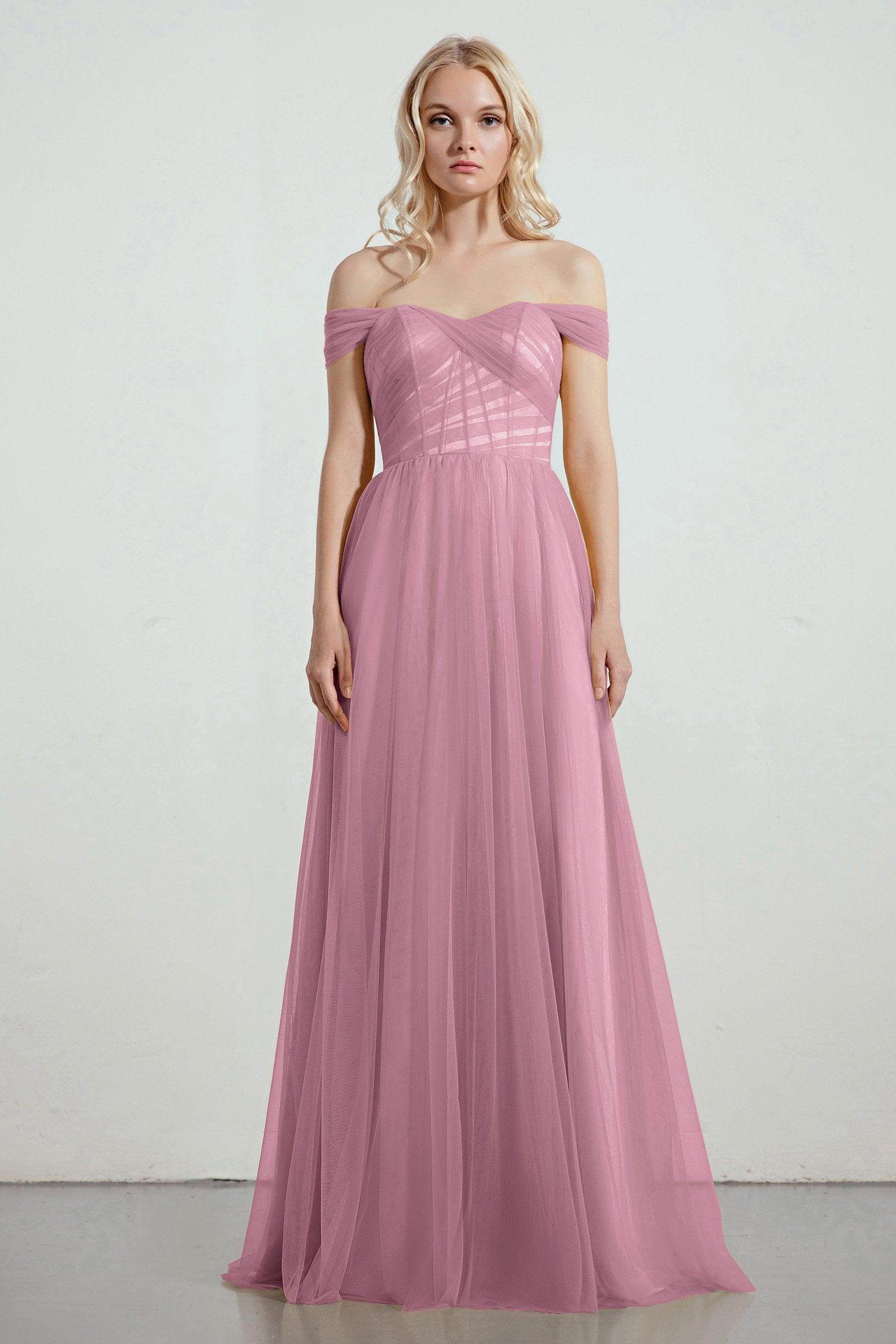 A-Line Tulle/Elastic Silk like Satin Bridesmaid Dress CB0261