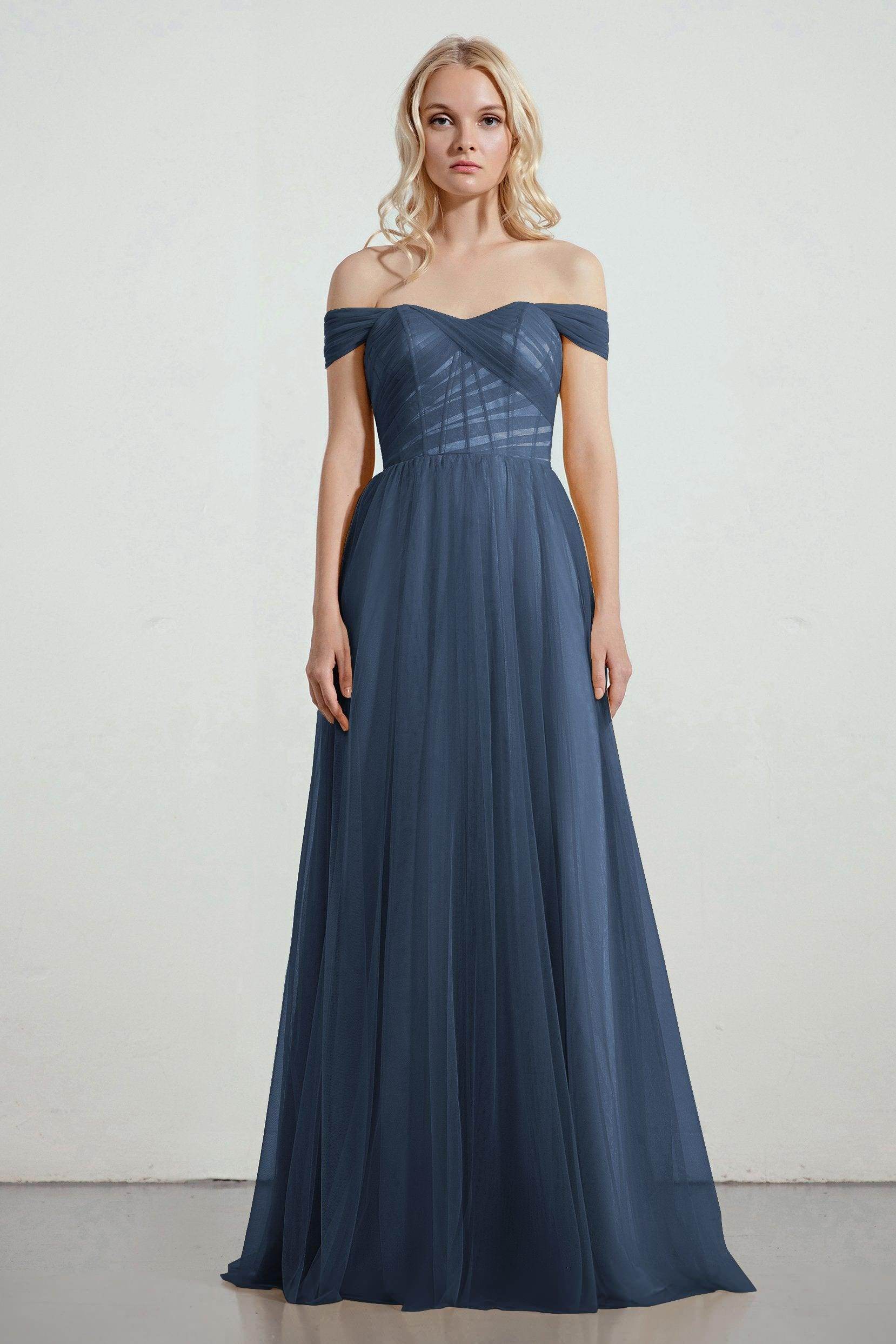 A-Line Tulle/Elastic Silk like Satin Bridesmaid Dress CB0261