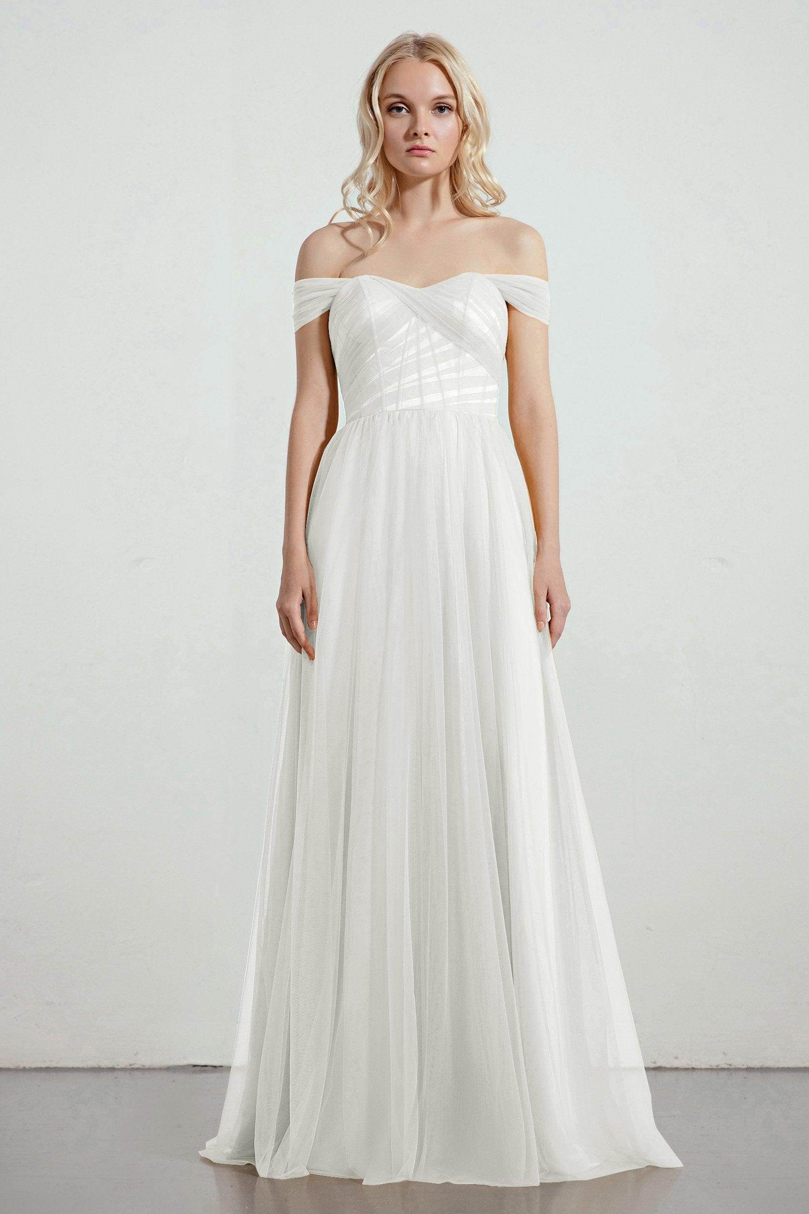 A-Line Tulle/Elastic Silk like Satin Bridesmaid Dress CB0261