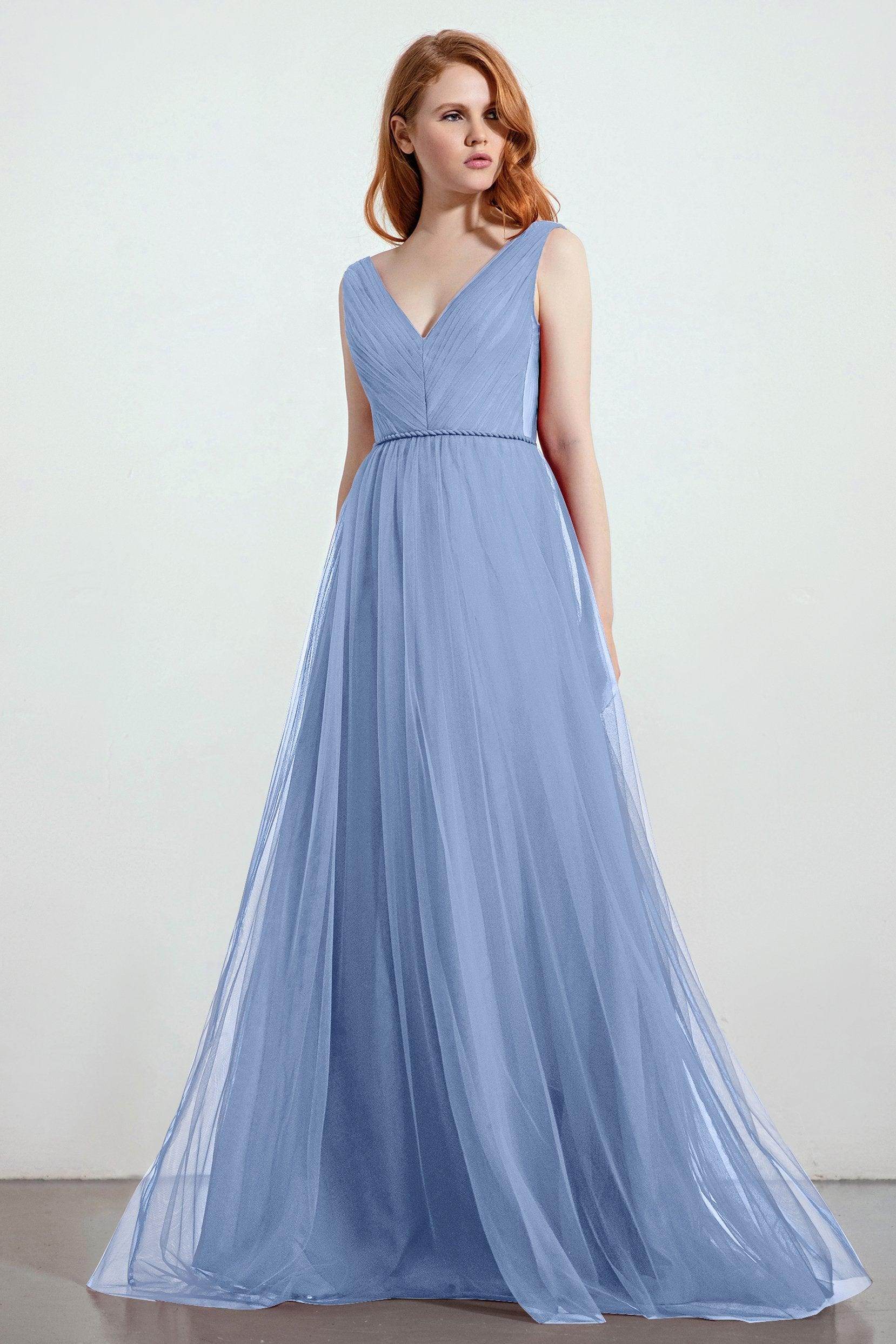 A-Line Sweep-Brush Train Tulle Bridesmaid Dress CB0263