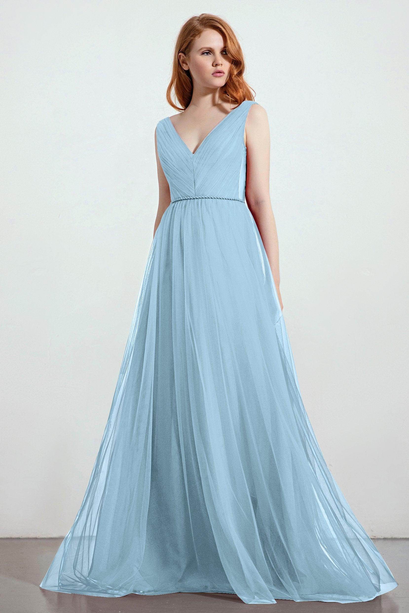 A-Line Sweep-Brush Train Tulle Bridesmaid Dress CB0263