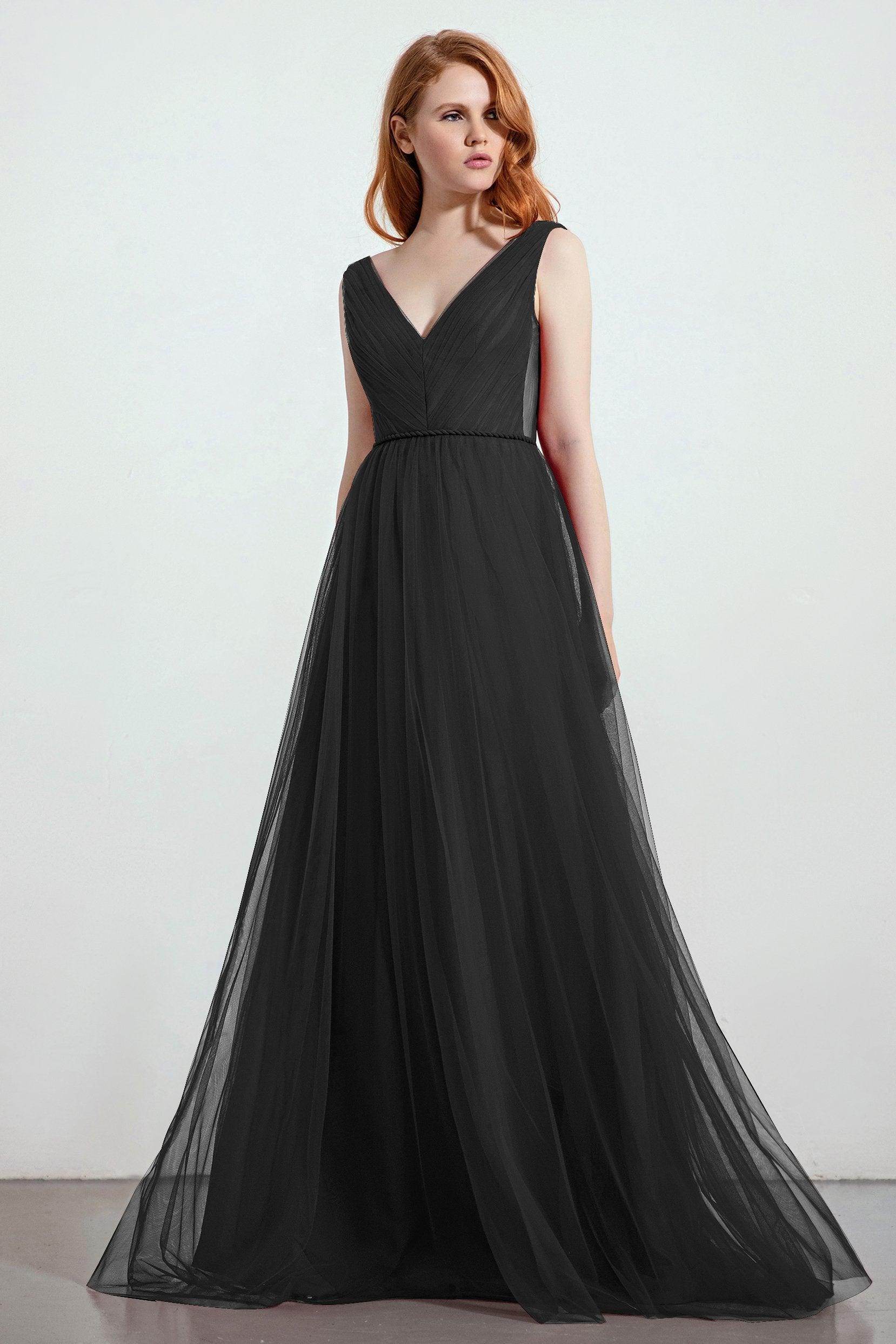 A-Line Sweep-Brush Train Tulle Bridesmaid Dress CB0263